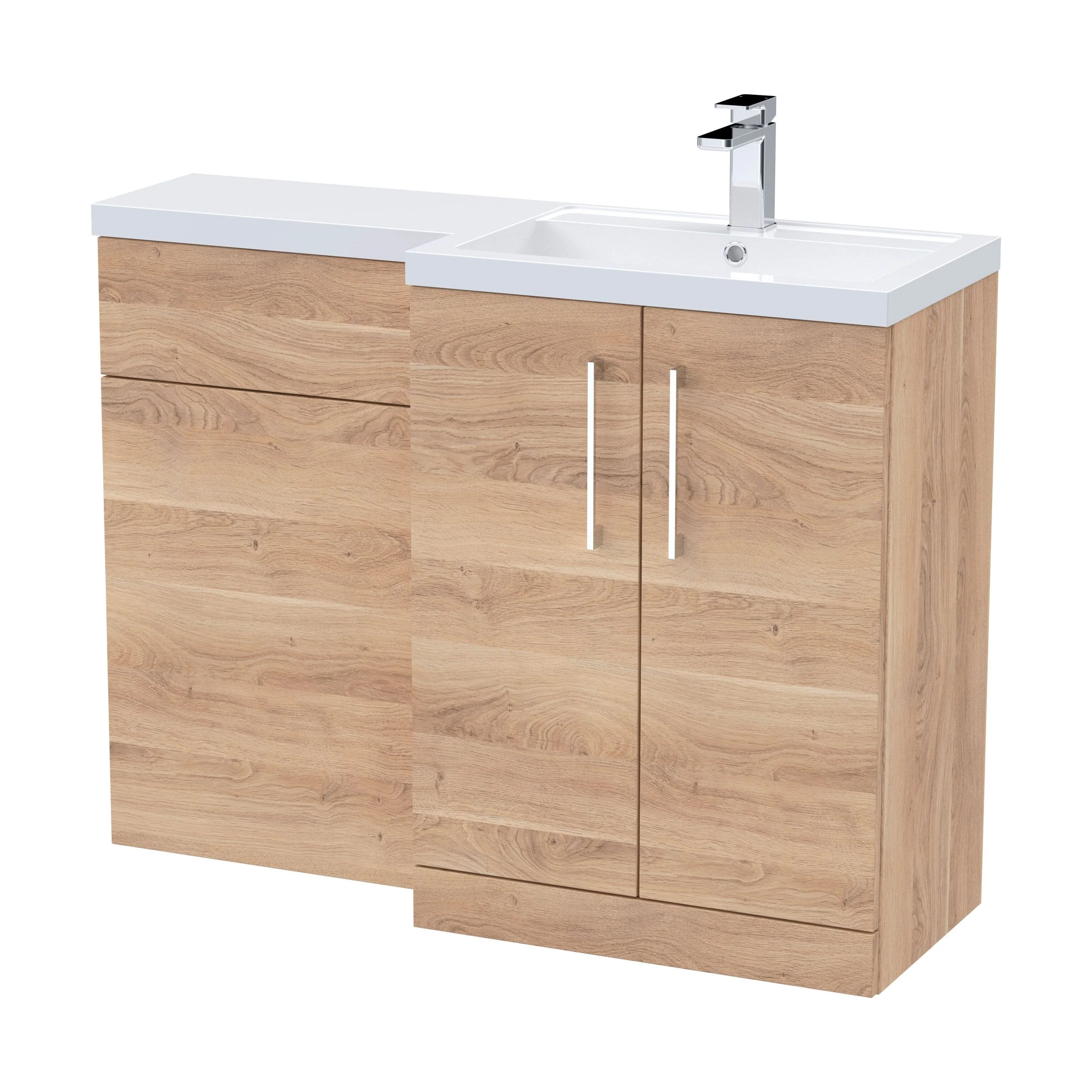 Bramshall Combination Vanity Unit with Basin & WC, Right Hand, 1100mm x 390mm - Choice of Colour and Handle Finish - Image 166