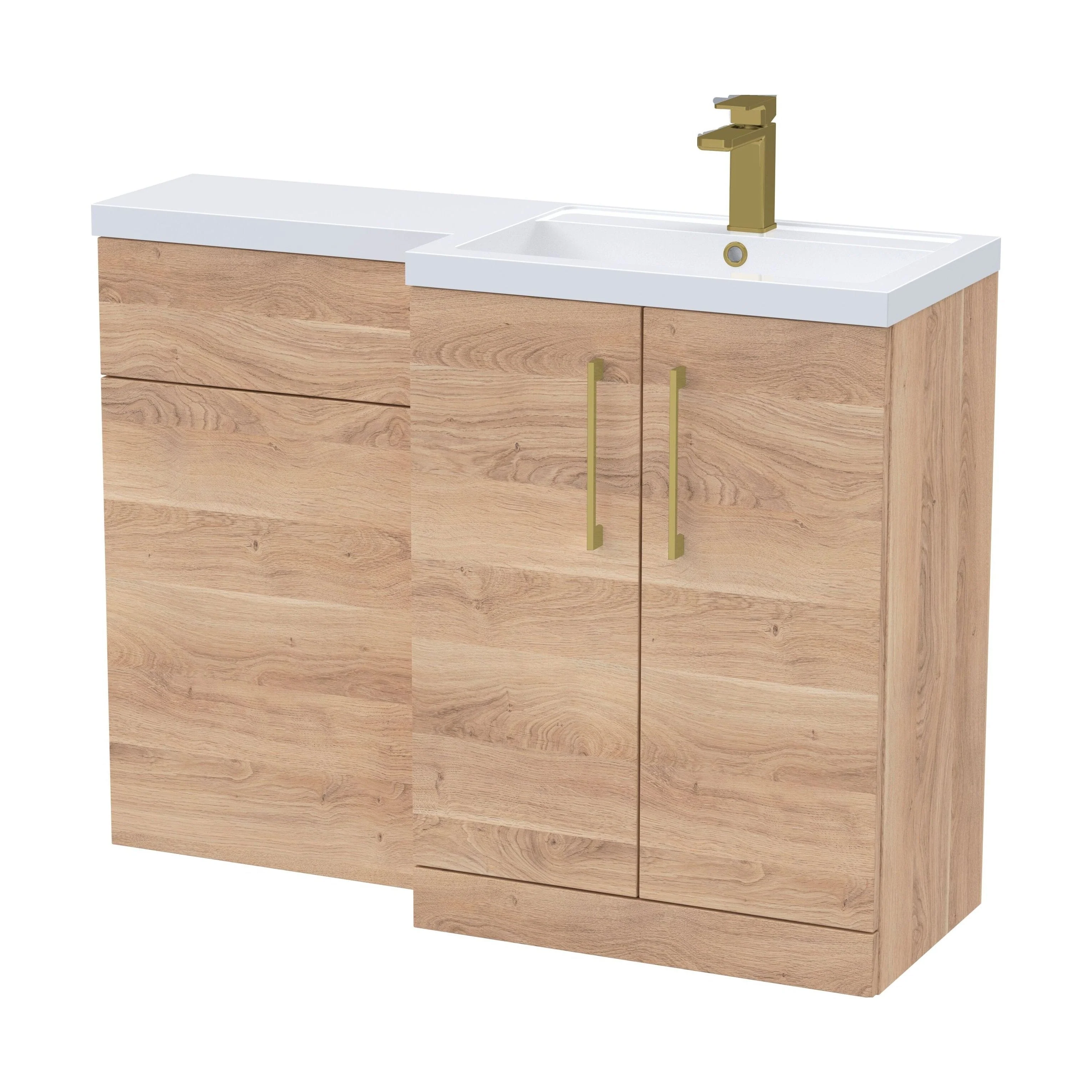 Bramshall Combination Vanity Unit with Basin & WC, Right Hand, 1100mm x 390mm - Choice of Colour and Handle Finish - Image 167