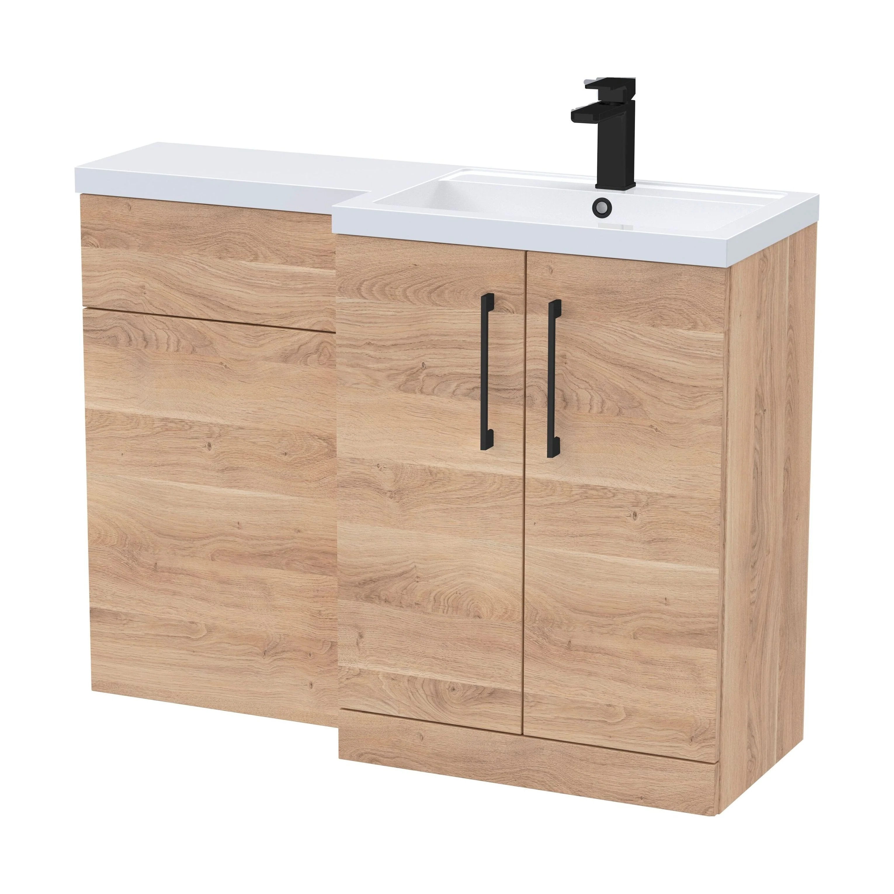 Bramshall Combination Vanity Unit with Basin & WC, Right Hand, 1100mm x 390mm - Choice of Colour and Handle Finish - Image 168