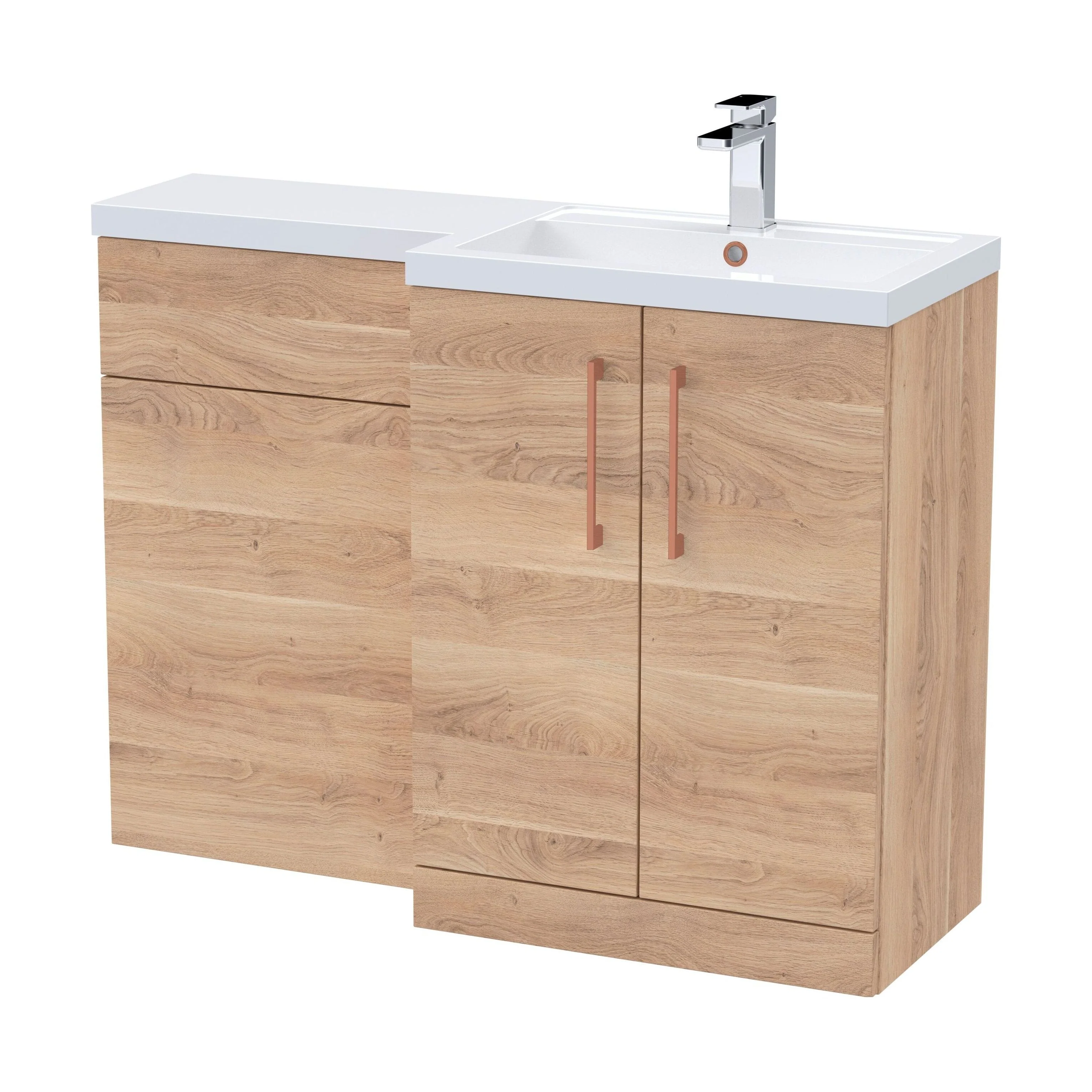 Bramshall Combination Vanity Unit with Basin & WC, Right Hand, 1100mm x 390mm - Choice of Colour and Handle Finish - Image 169