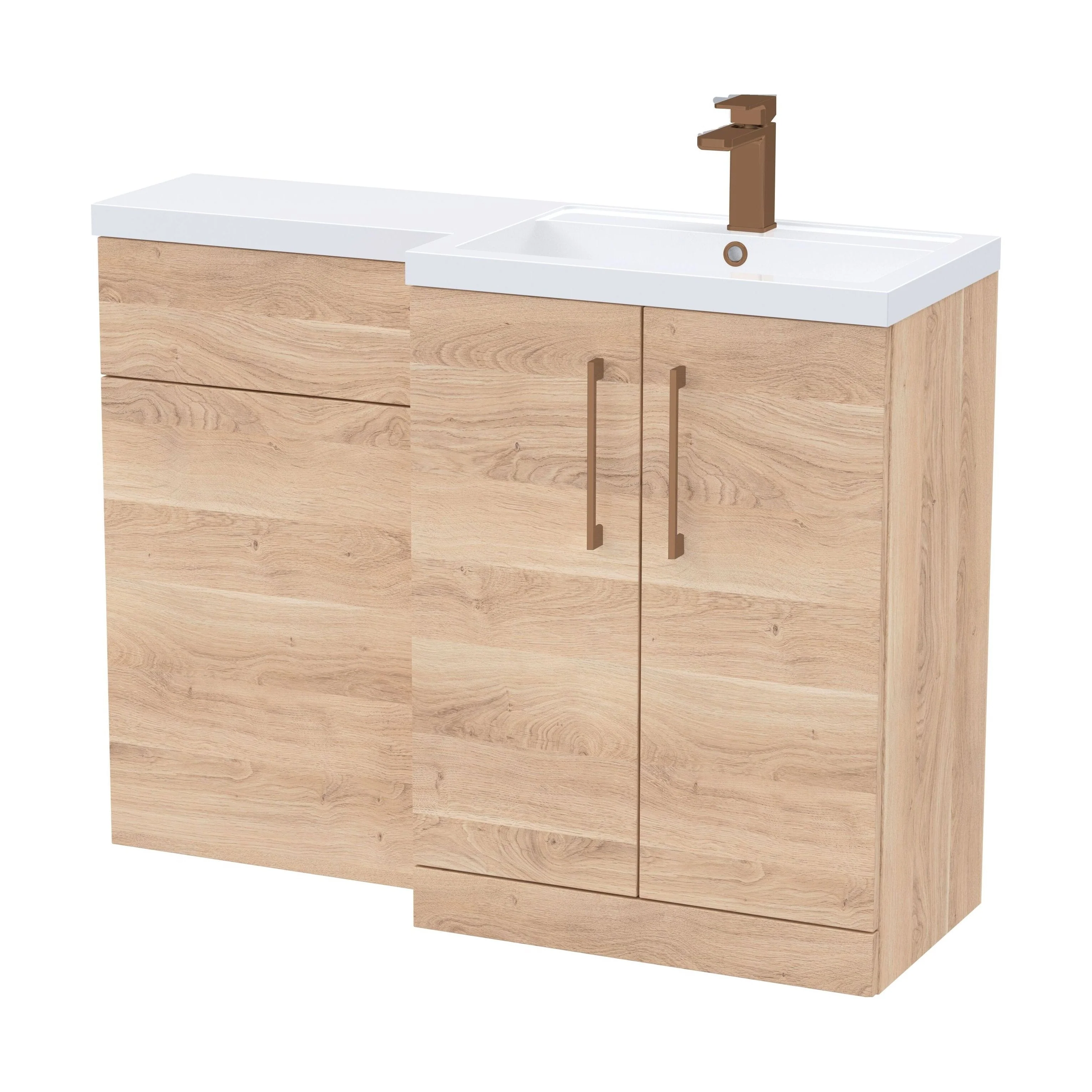 Bramshall Combination Vanity Unit with Basin & WC, Right Hand, 1100mm x 390mm - Choice of Colour and Handle Finish - Image 170