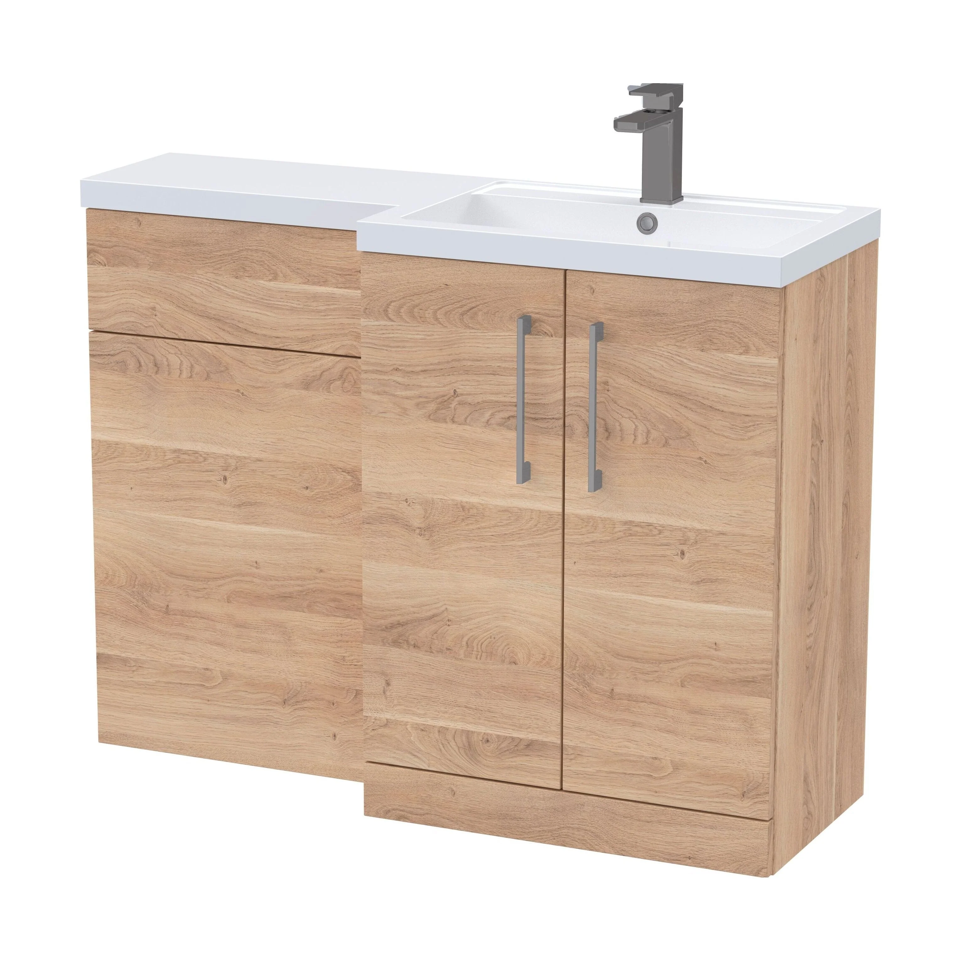 Bramshall Combination Vanity Unit with Basin & WC, Right Hand, 1100mm x 390mm - Choice of Colour and Handle Finish - Image 171