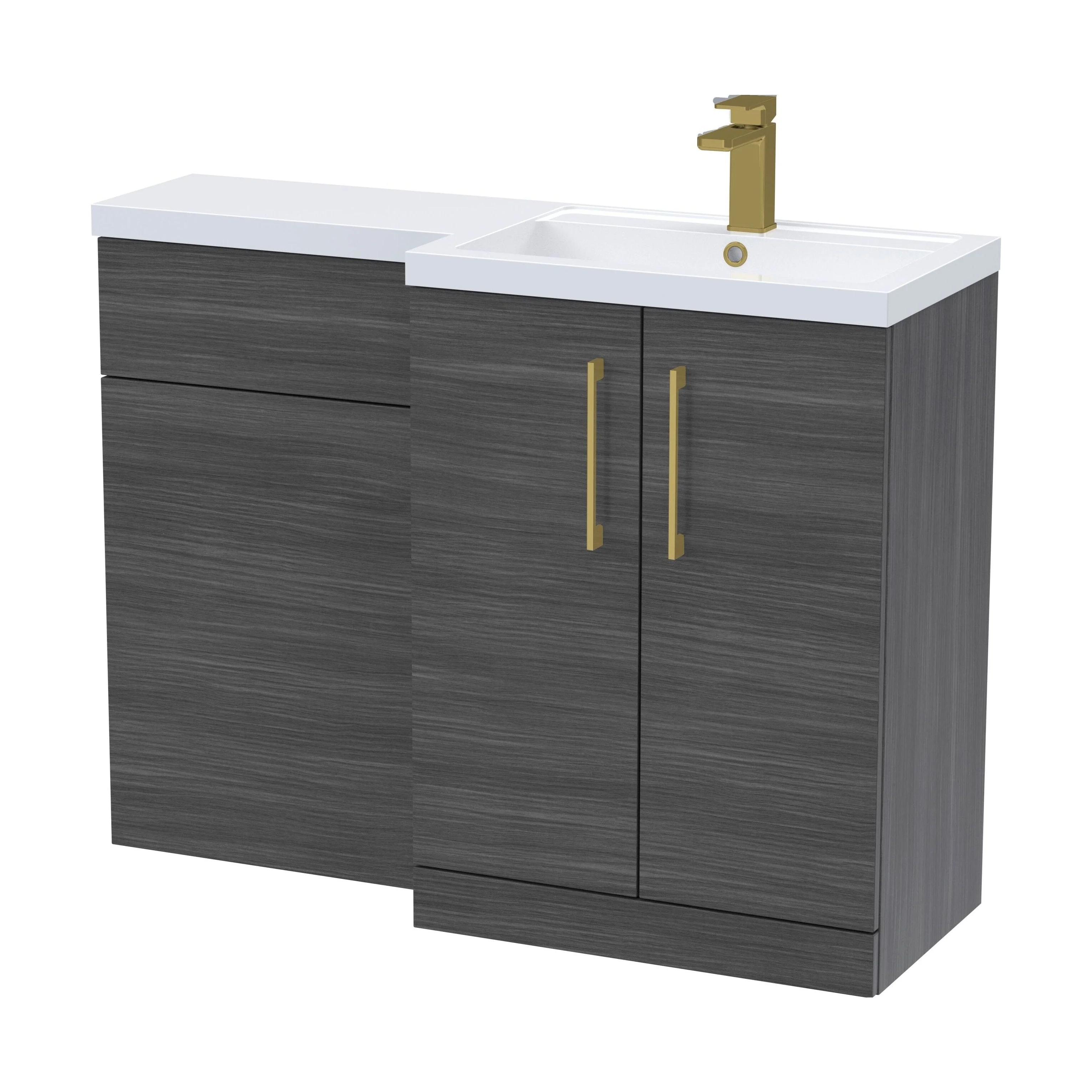 Bramshall Combination Vanity Unit with Basin & WC, Right Hand, 1100mm x 390mm - Choice of Colour and Handle Finish - Image 173