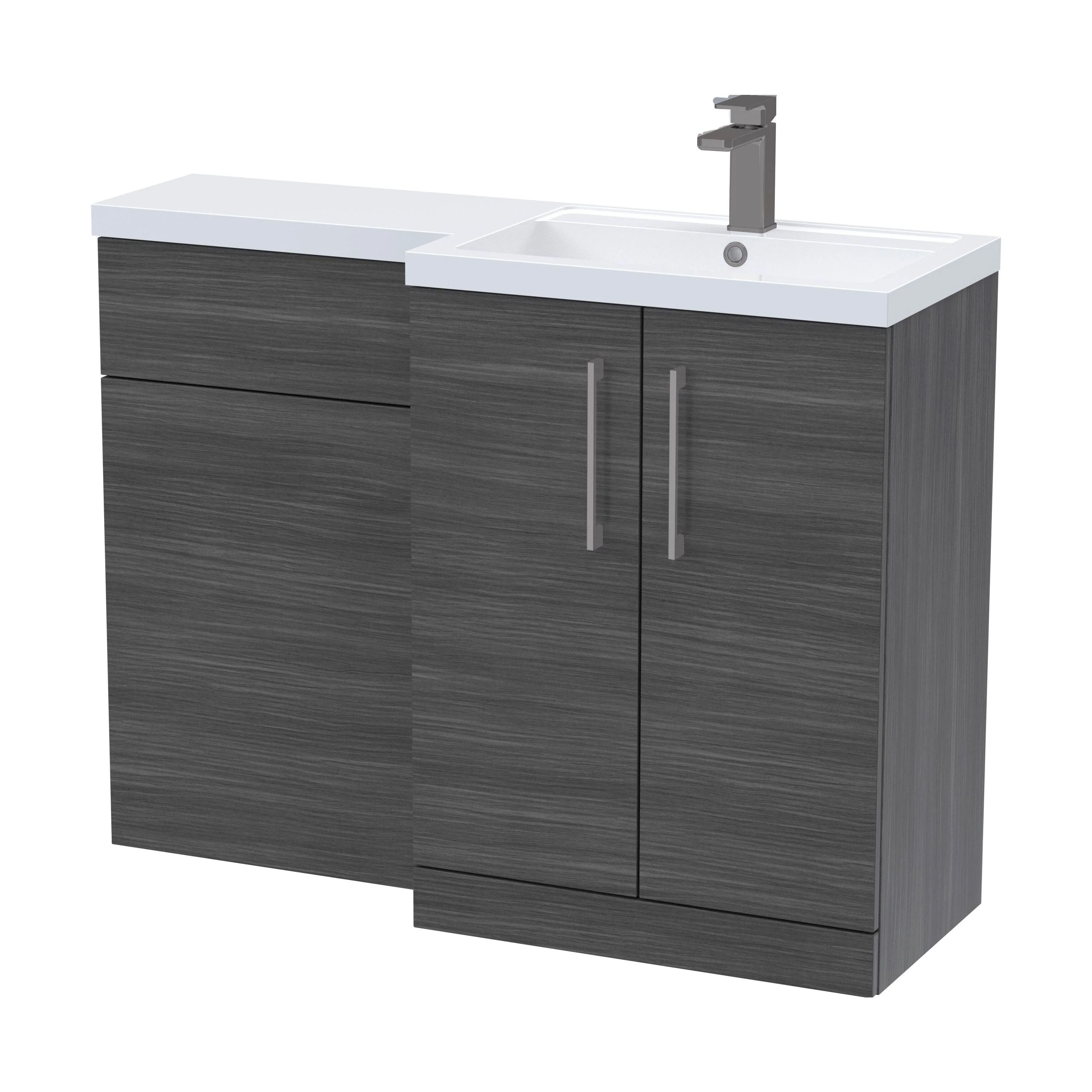 Bramshall Combination Vanity Unit with Basin & WC, Right Hand, 1100mm x 390mm - Choice of Colour and Handle Finish - Image 177