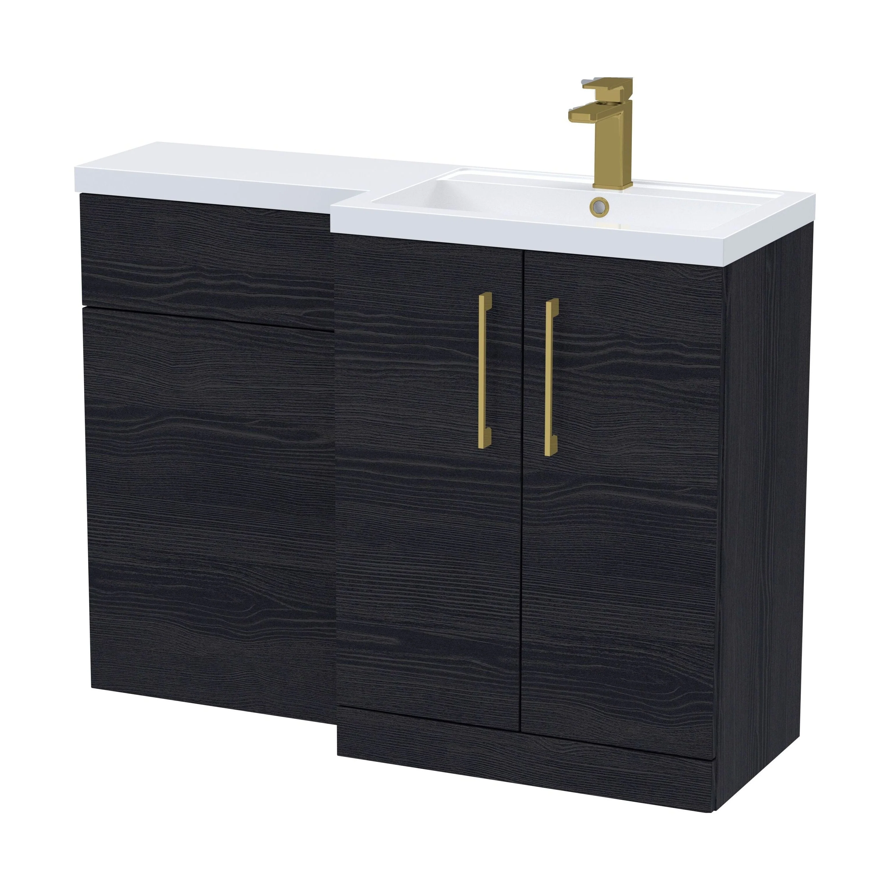 Bramshall Combination Vanity Unit with Basin & WC, Right Hand, 1100mm x 390mm - Choice of Colour and Handle Finish - Image 179