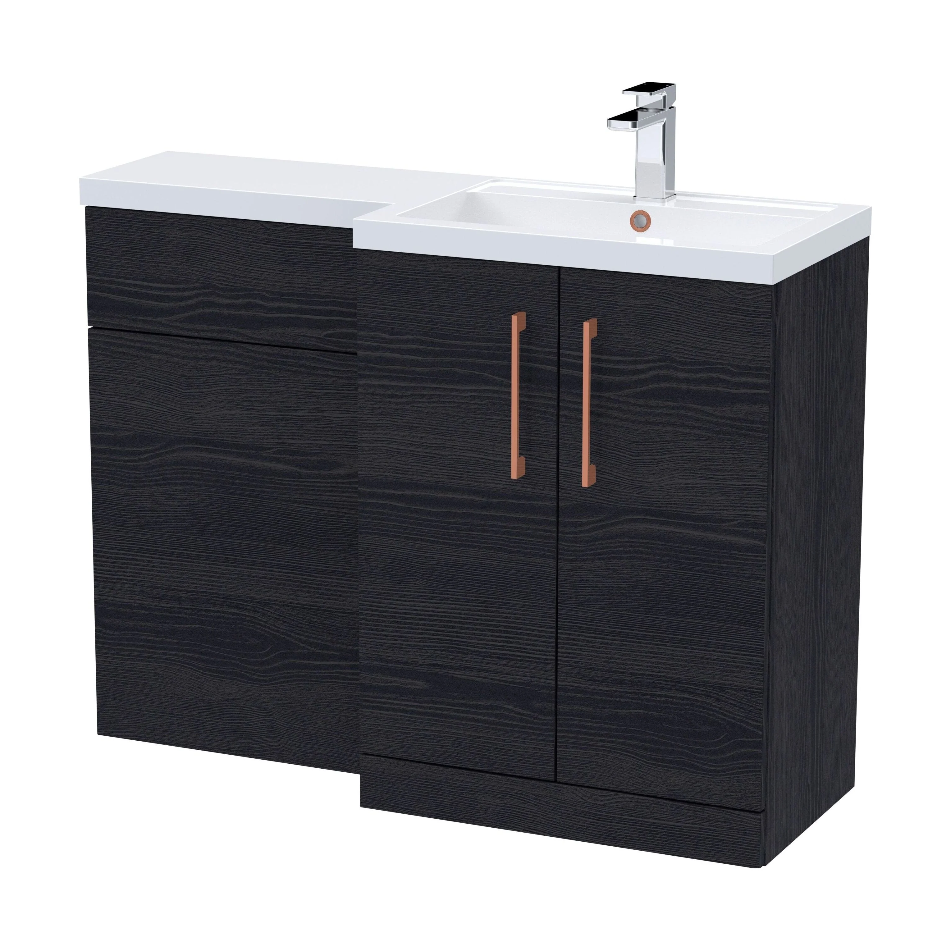 Bramshall Combination Vanity Unit with Basin & WC, Right Hand, 1100mm x 390mm - Choice of Colour and Handle Finish - Image 181