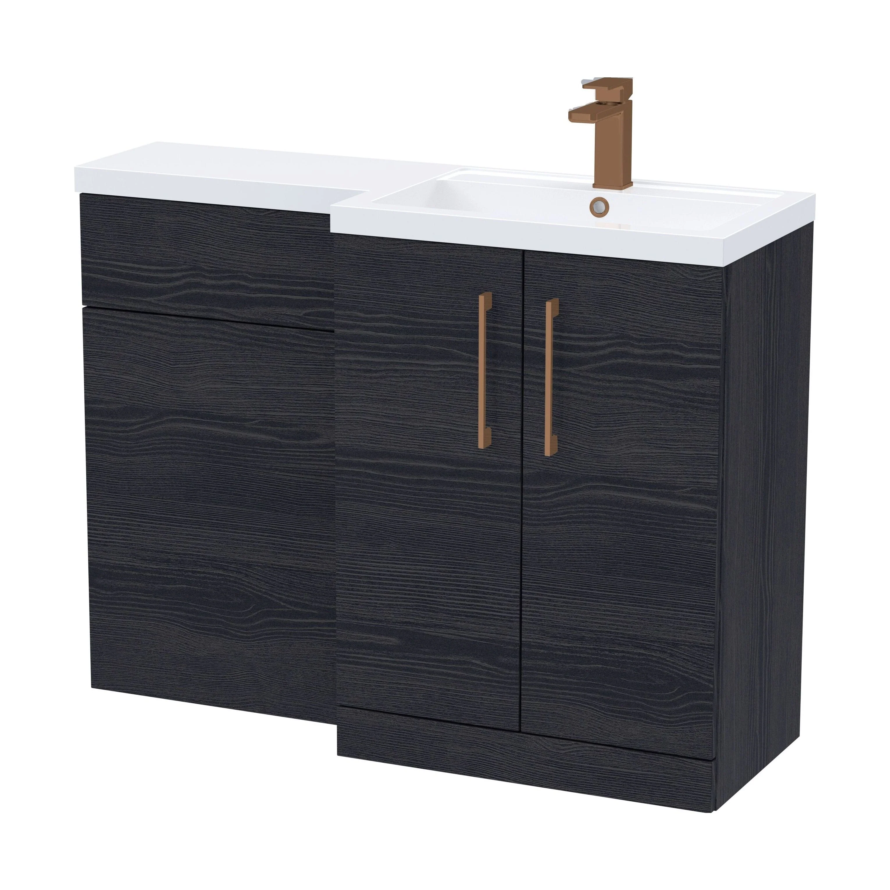Bramshall Combination Vanity Unit with Basin & WC, Right Hand, 1100mm x 390mm - Choice of Colour and Handle Finish - Image 182