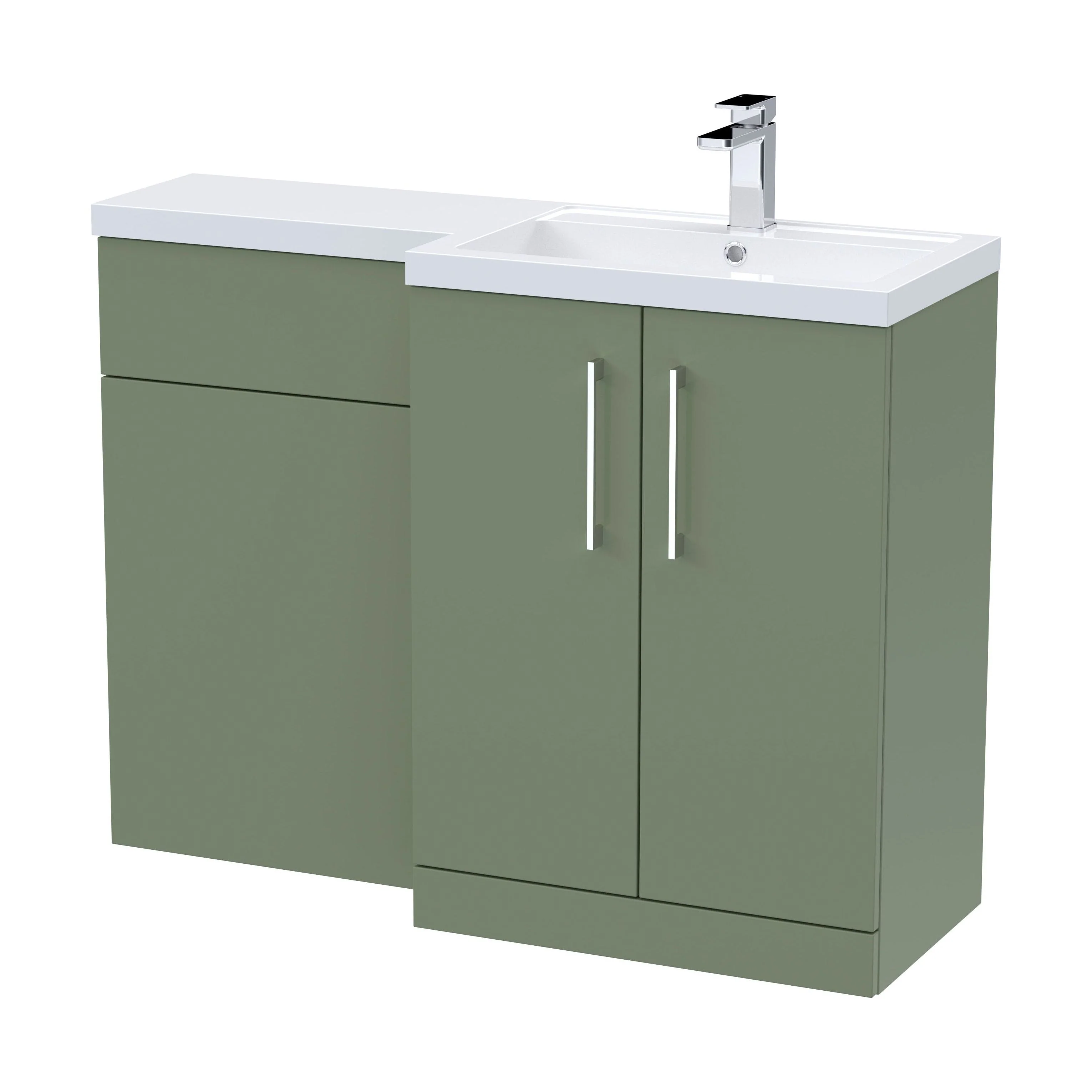 Bramshall Combination Vanity Unit with Basin & WC, Right Hand, 1100mm x 390mm - Choice of Colour and Handle Finish - Image 184
