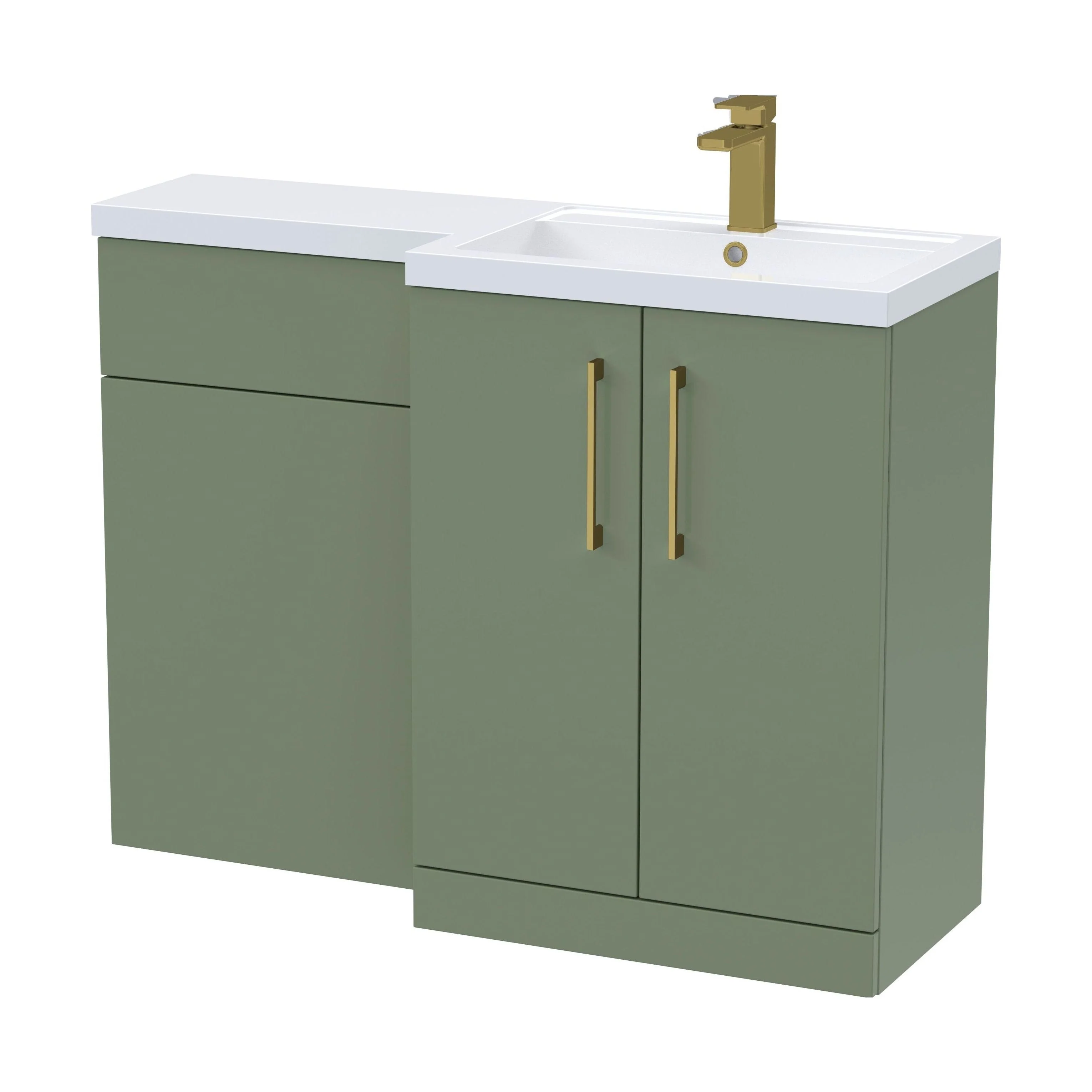 Bramshall Combination Vanity Unit with Basin & WC, Right Hand, 1100mm x 390mm - Choice of Colour and Handle Finish - Image 185