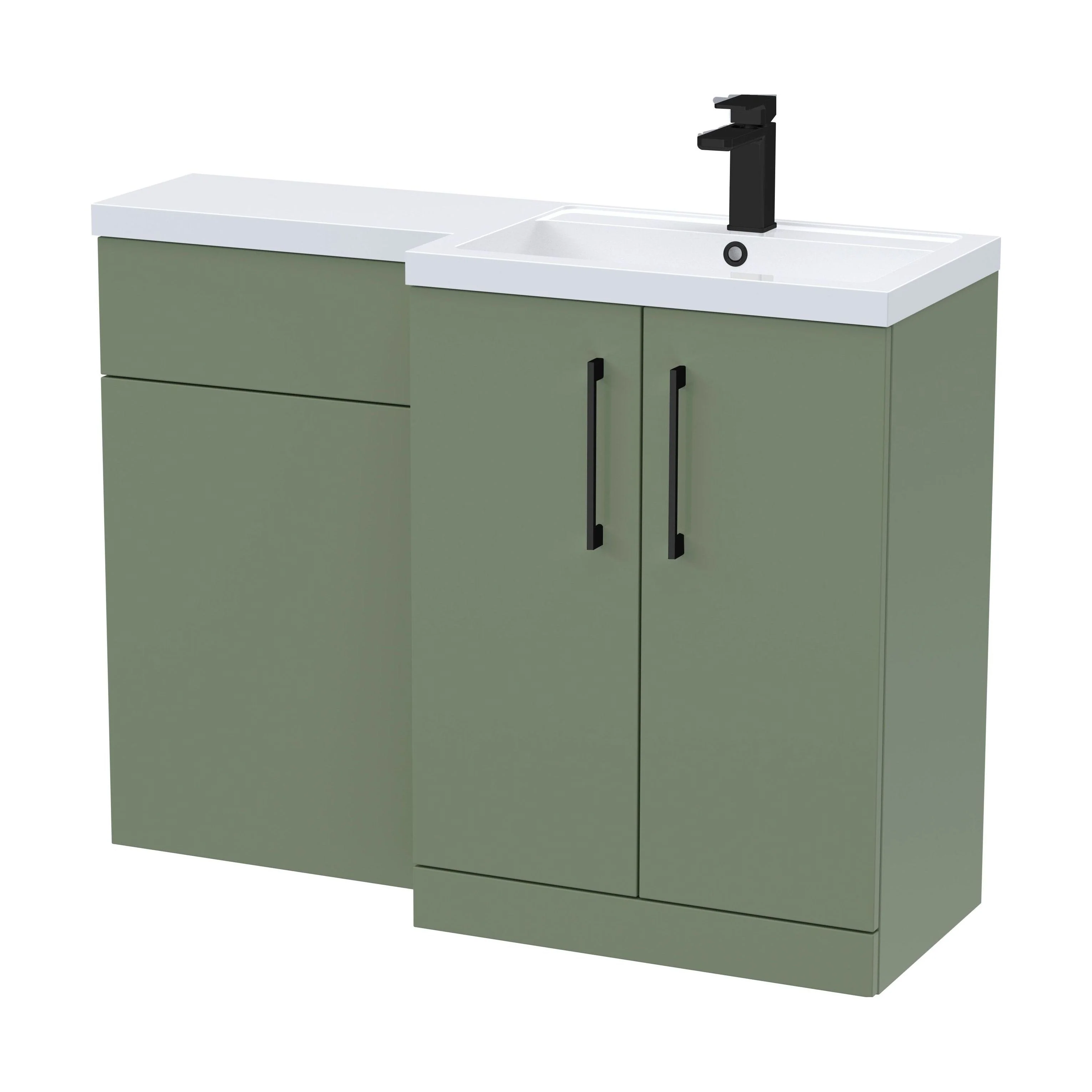 Bramshall Combination Vanity Unit with Basin & WC, Right Hand, 1100mm x 390mm - Choice of Colour and Handle Finish - Image 186