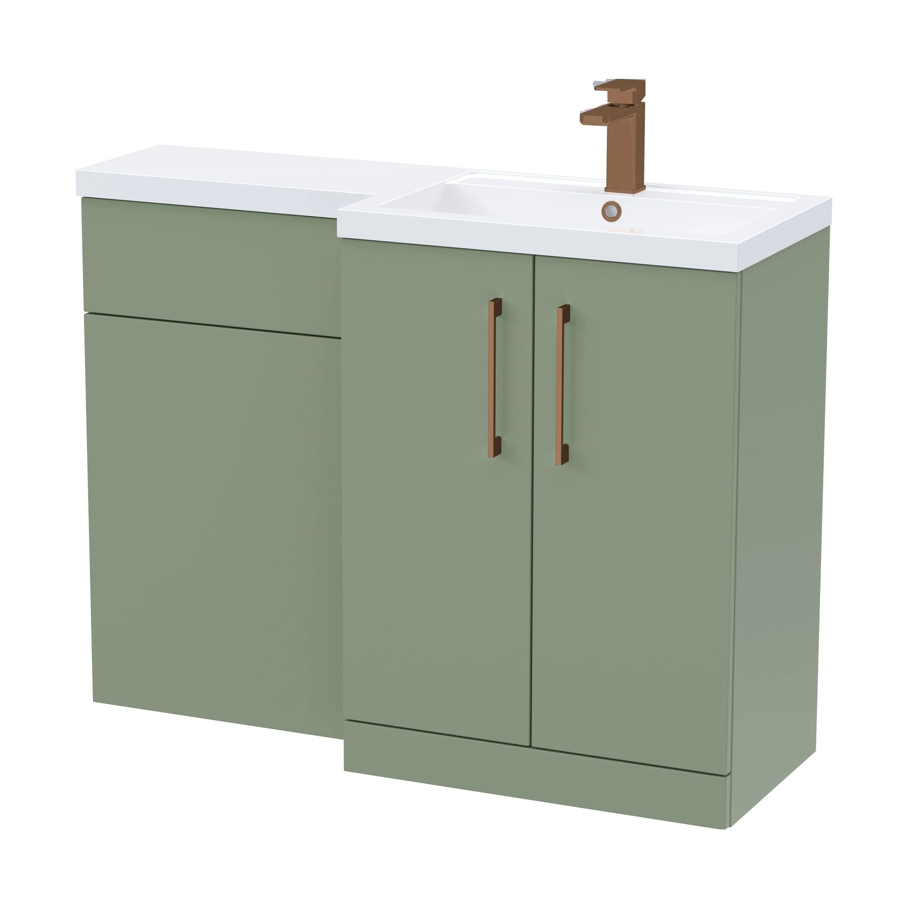 Bramshall Combination Vanity Unit with Basin & WC, Right Hand, 1100mm x 390mm - Choice of Colour and Handle Finish - Image 188