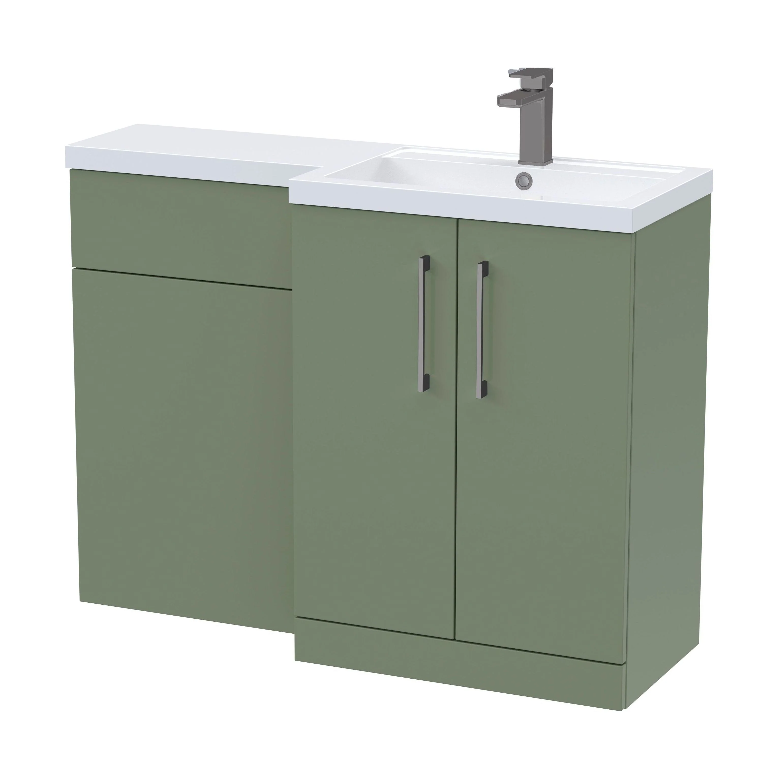Bramshall Combination Vanity Unit with Basin & WC, Right Hand, 1100mm x 390mm - Choice of Colour and Handle Finish - Image 189