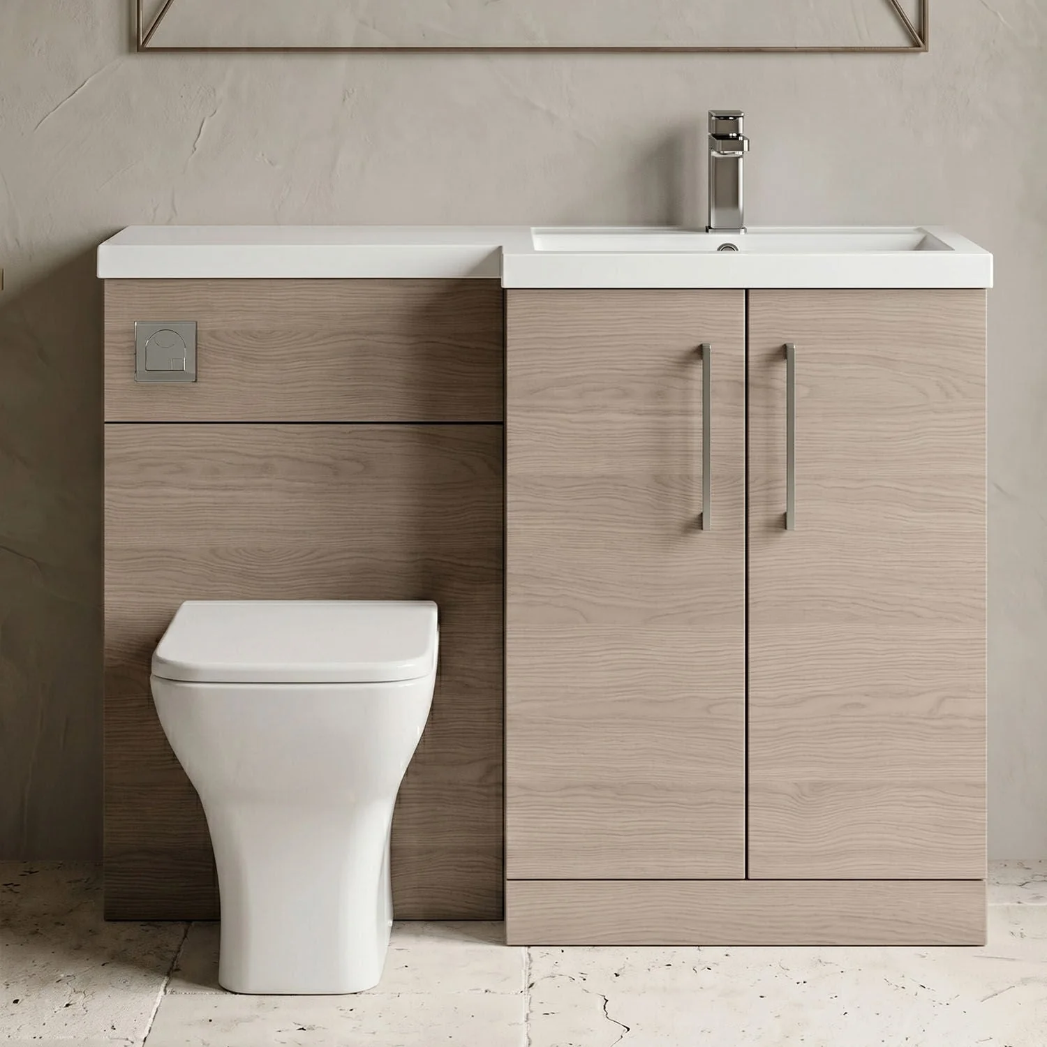 Bramshall Combination Vanity Unit with Basin & WC, Right Hand, 1100mm x 390mm - Choice of Colour and Handle Finish - Image 19