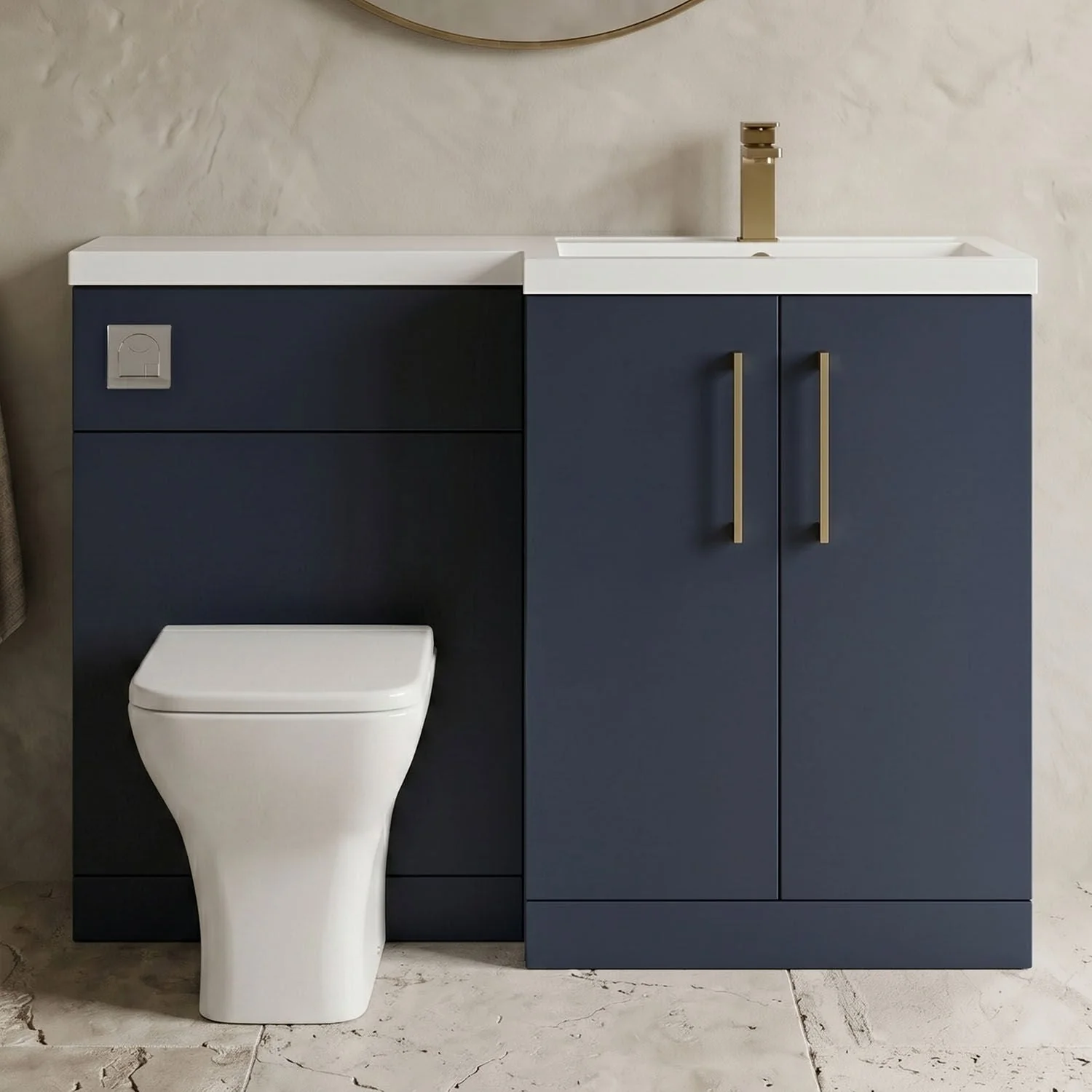 Bramshall Combination Vanity Unit with Basin & WC, Right Hand, 1100mm x 390mm - Choice of Colour and Handle Finish - Image 21
