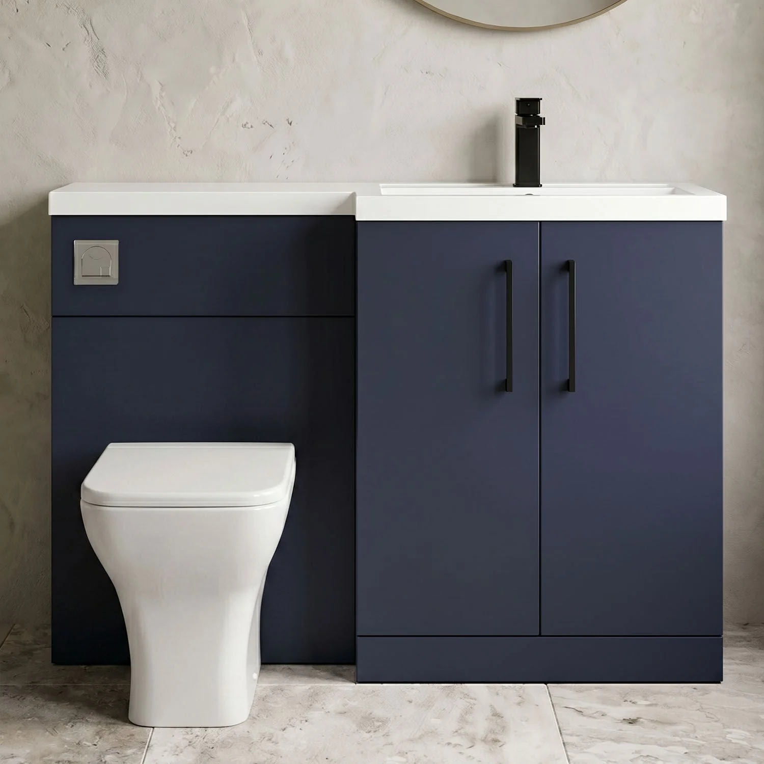 Bramshall Combination Vanity Unit with Basin & WC, Right Hand, 1100mm x 390mm - Choice of Colour and Handle Finish - Image 22