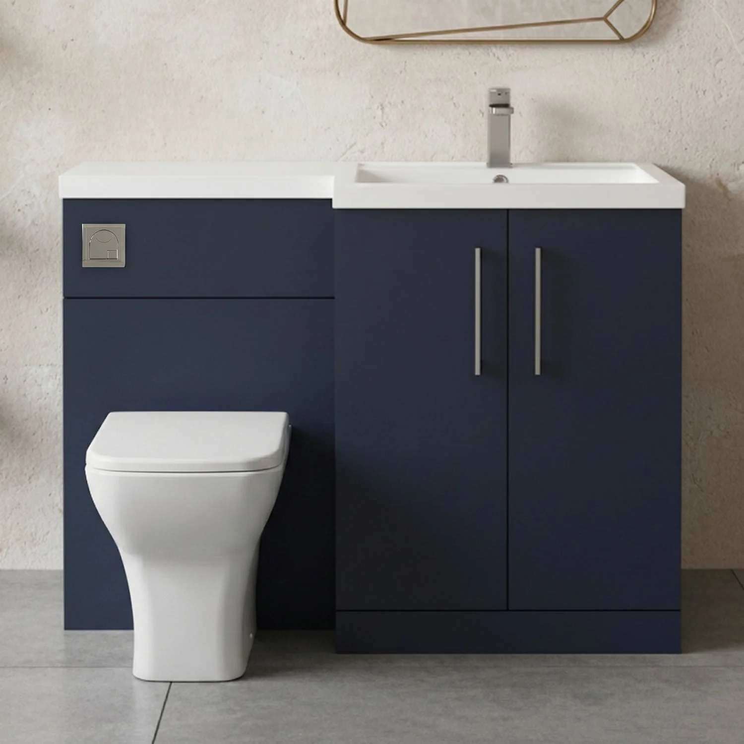 Bramshall Combination Vanity Unit with Basin & WC, Right Hand, 1100mm x 390mm - Choice of Colour and Handle Finish - Image 25