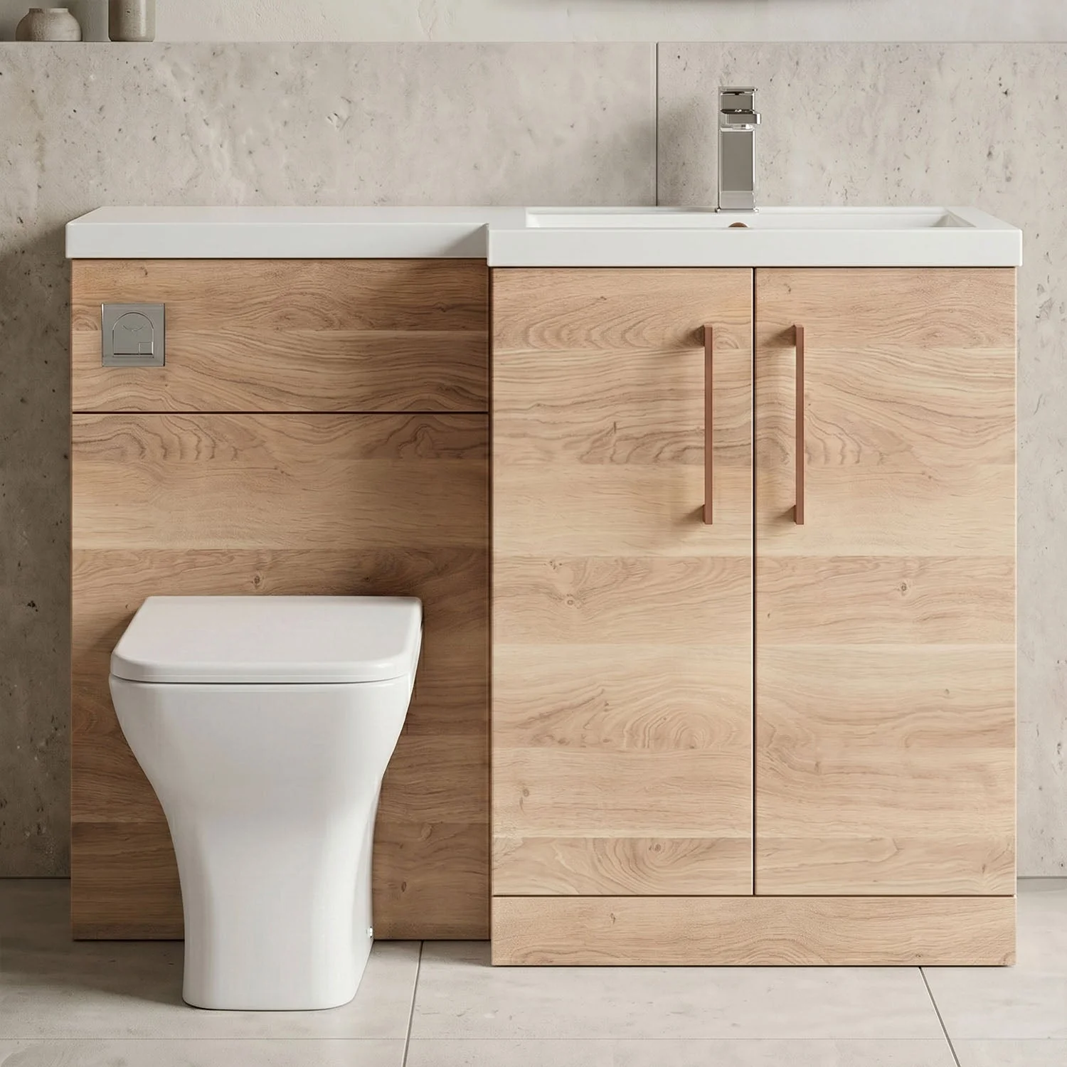 Bramshall Combination Vanity Unit with Basin & WC, Right Hand, 1100mm x 390mm - Choice of Colour and Handle Finish - Image 29