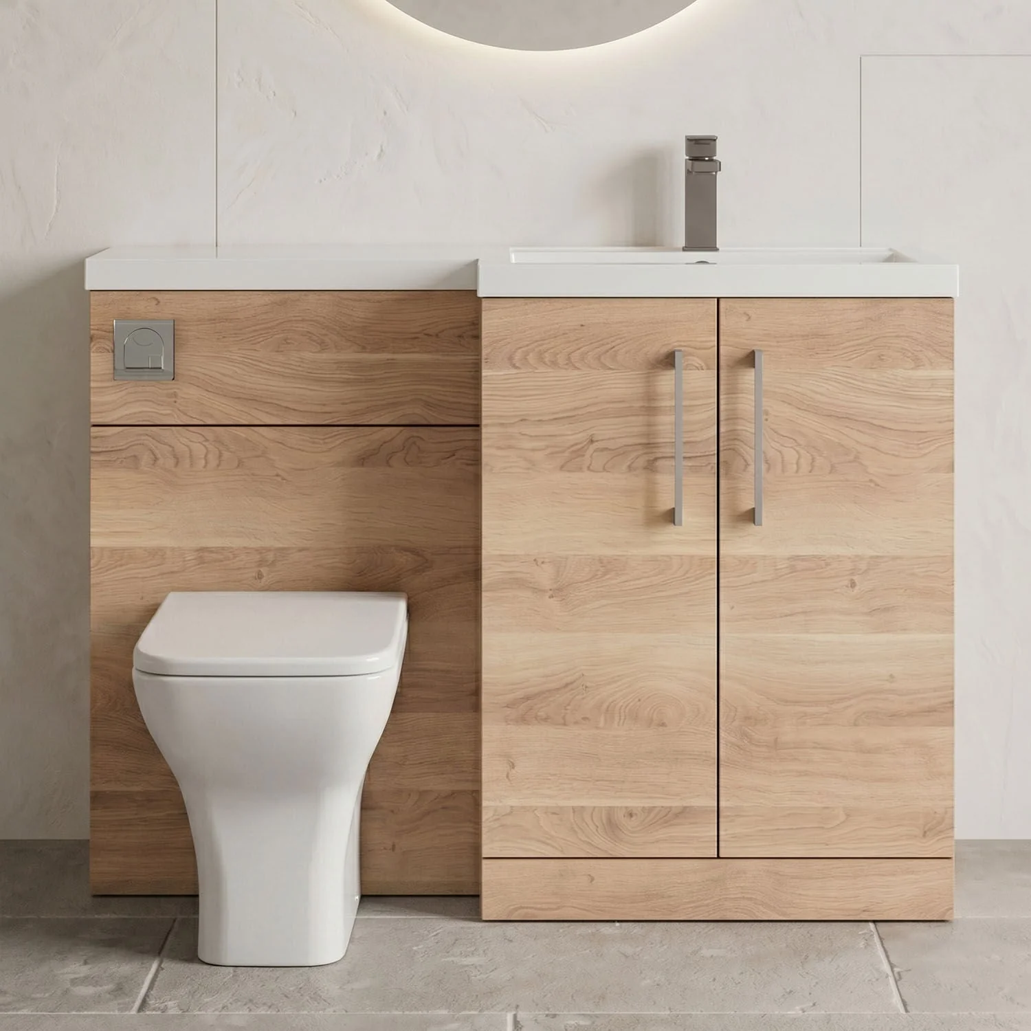 Bramshall Combination Vanity Unit with Basin & WC, Right Hand, 1100mm x 390mm - Choice of Colour and Handle Finish - Image 31