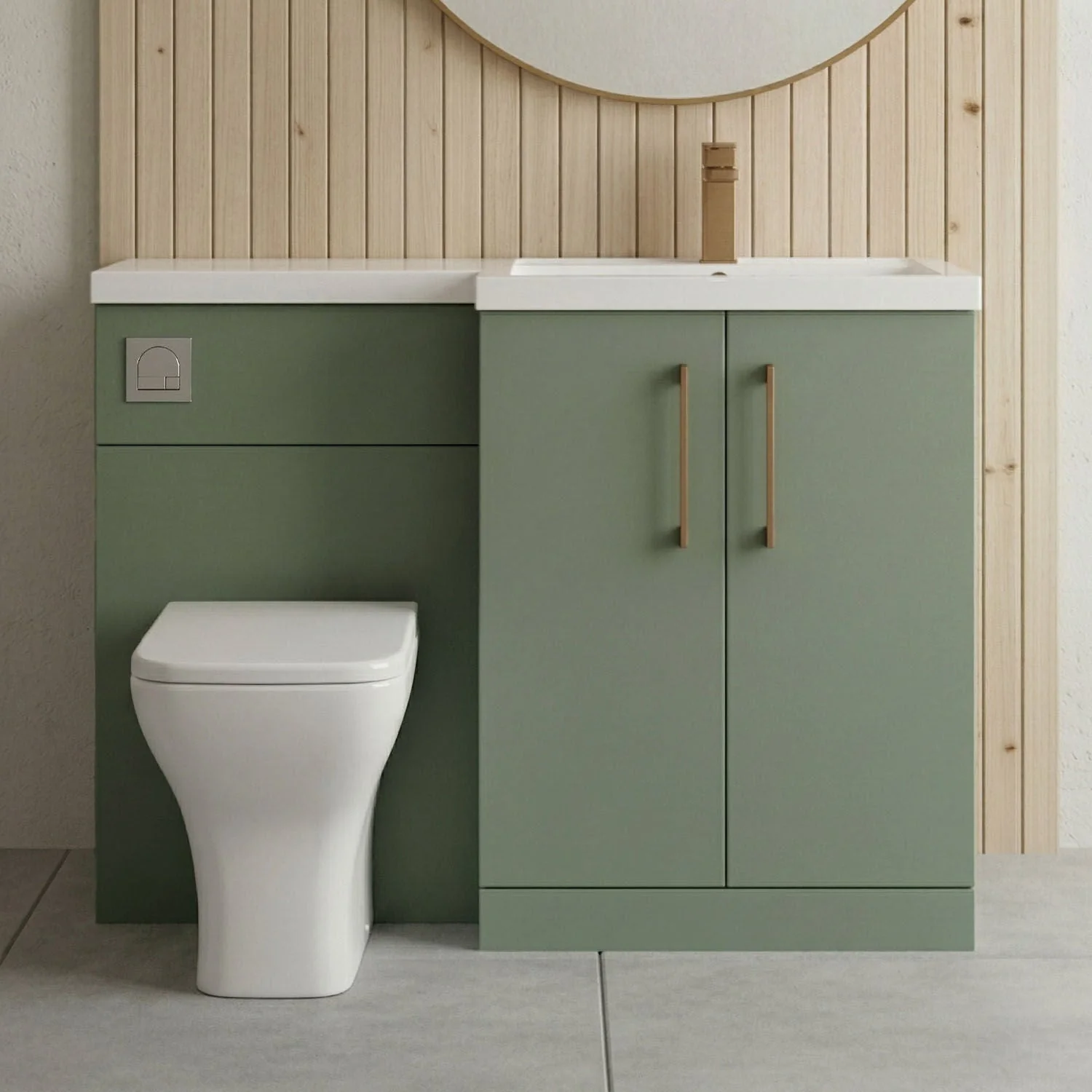 Bramshall Combination Vanity Unit with Basin & WC, Right Hand, 1100mm x 390mm - Choice of Colour and Handle Finish - Image 48
