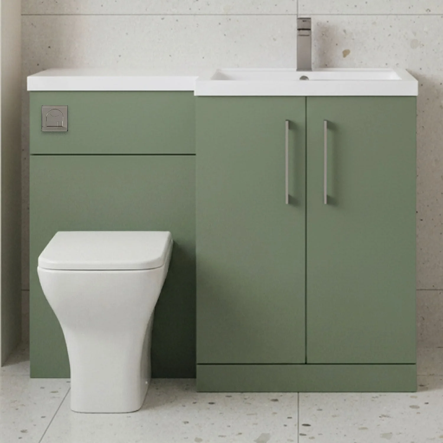Bramshall Combination Vanity Unit with Basin & WC, Right Hand, 1100mm x 390mm - Choice of Colour and Handle Finish - Image 49