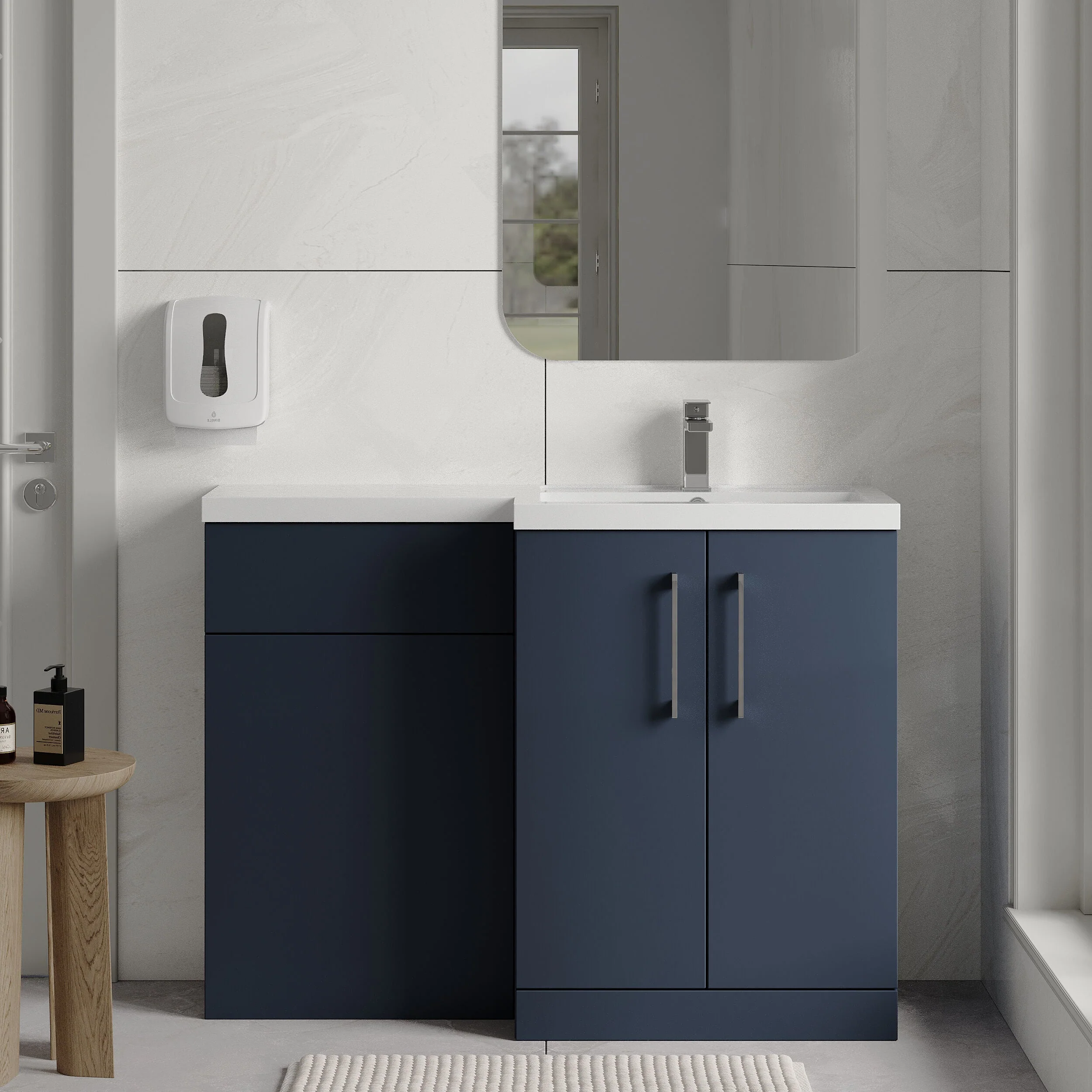 Bramshall Combination Vanity Unit with Basin & WC, Right Hand, 1100mm x 390mm - Choice of Colour and Handle Finish - Image 57