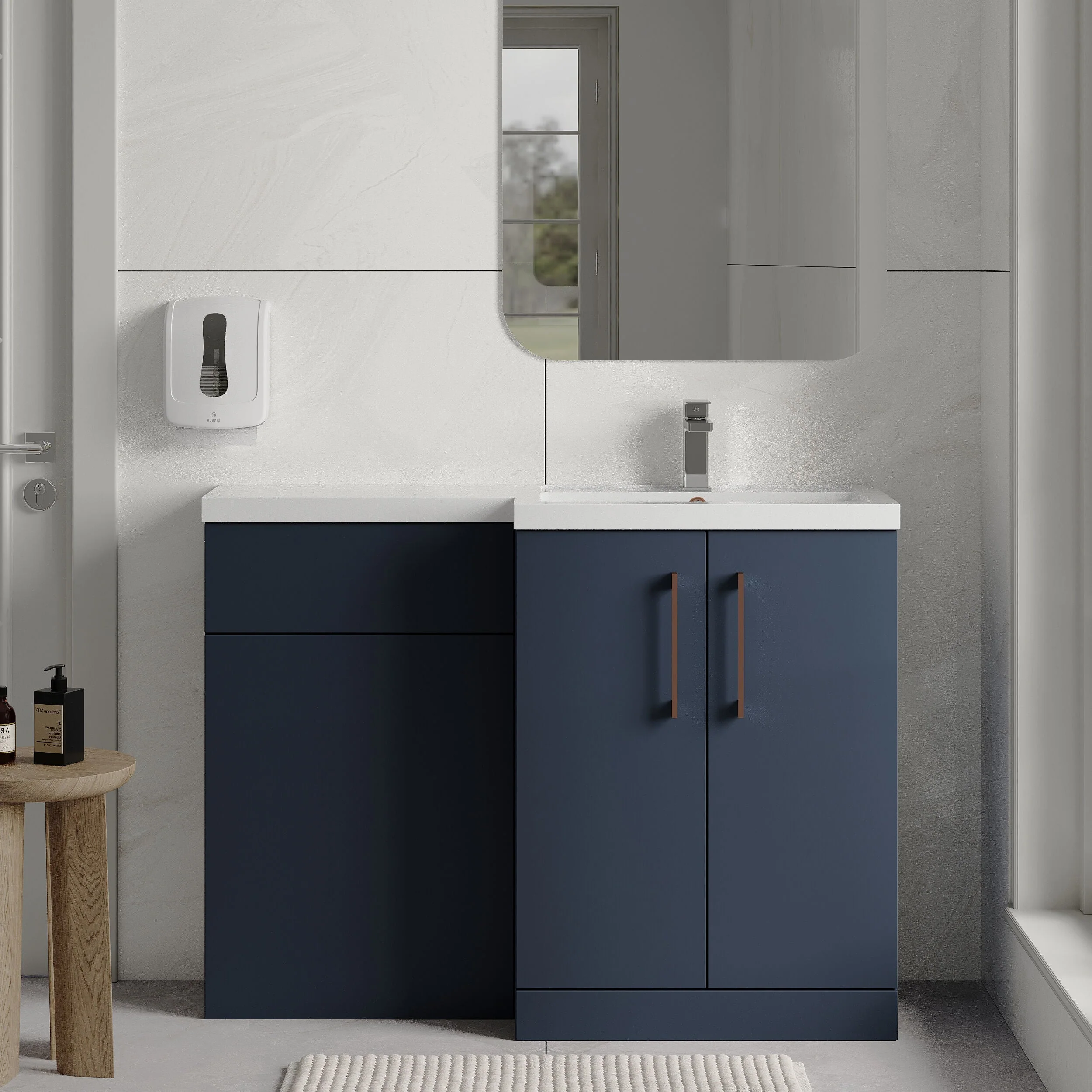 Bramshall Combination Vanity Unit with Basin & WC, Right Hand, 1100mm x 390mm - Choice of Colour and Handle Finish - Image 59