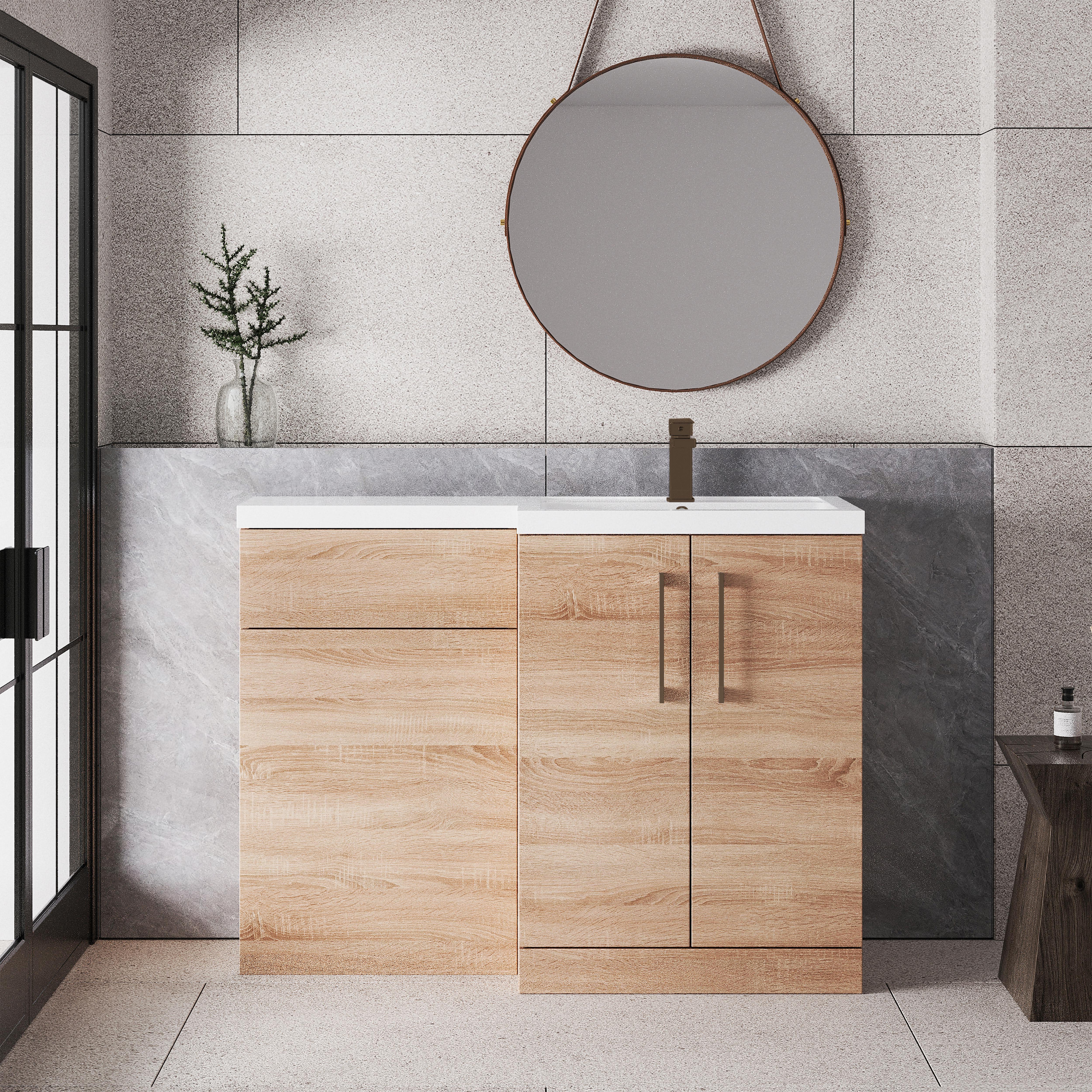 Bramshall Combination Vanity Unit with Basin & WC, Right Hand, 1100mm x 390mm - Choice of Colour and Handle Finish - Image 64