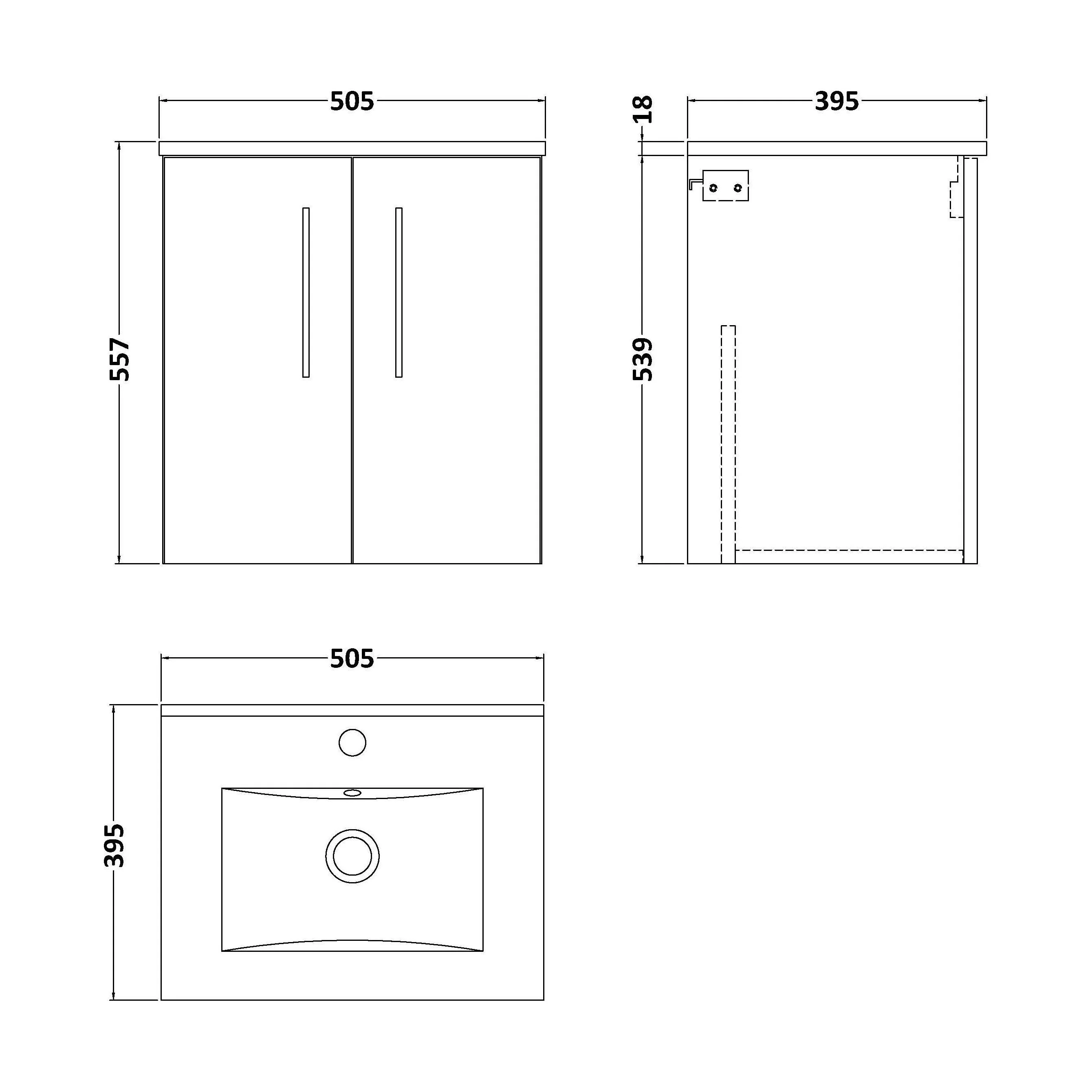 Balterley  Modern Bathroom 2 Soft Close Door & Minimalist Wall Hung Vanity Unit Basin, Gloss White, 345mm - Image 2