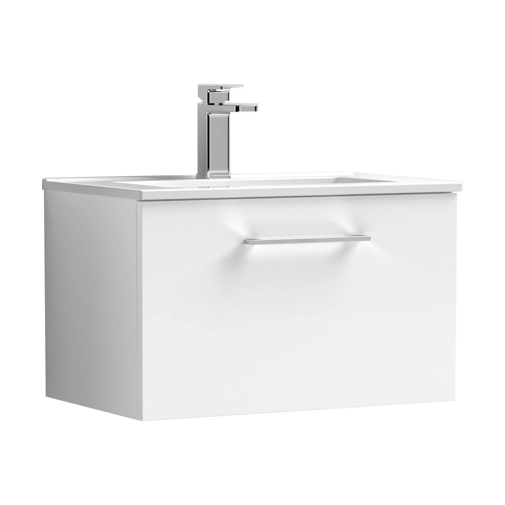 Balterley  Modern Bathroom 1 Soft Close Drawer & Minimalist Wall Hung Vanity Unit Basin, Gloss White, 440mm