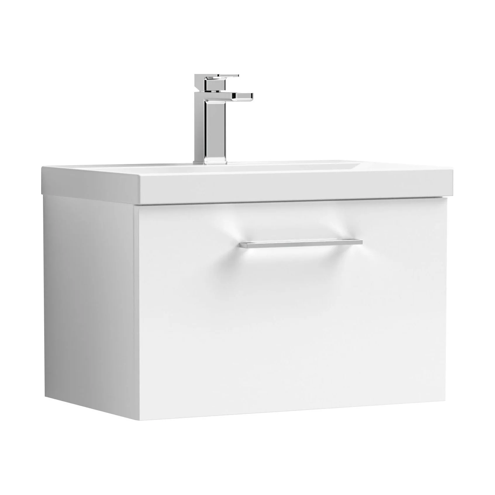 Balterley  Contemporary Bathroom 1 Soft Close Drawer & Thin-Edge Vanity Unit Basin, Gloss White, 600mm