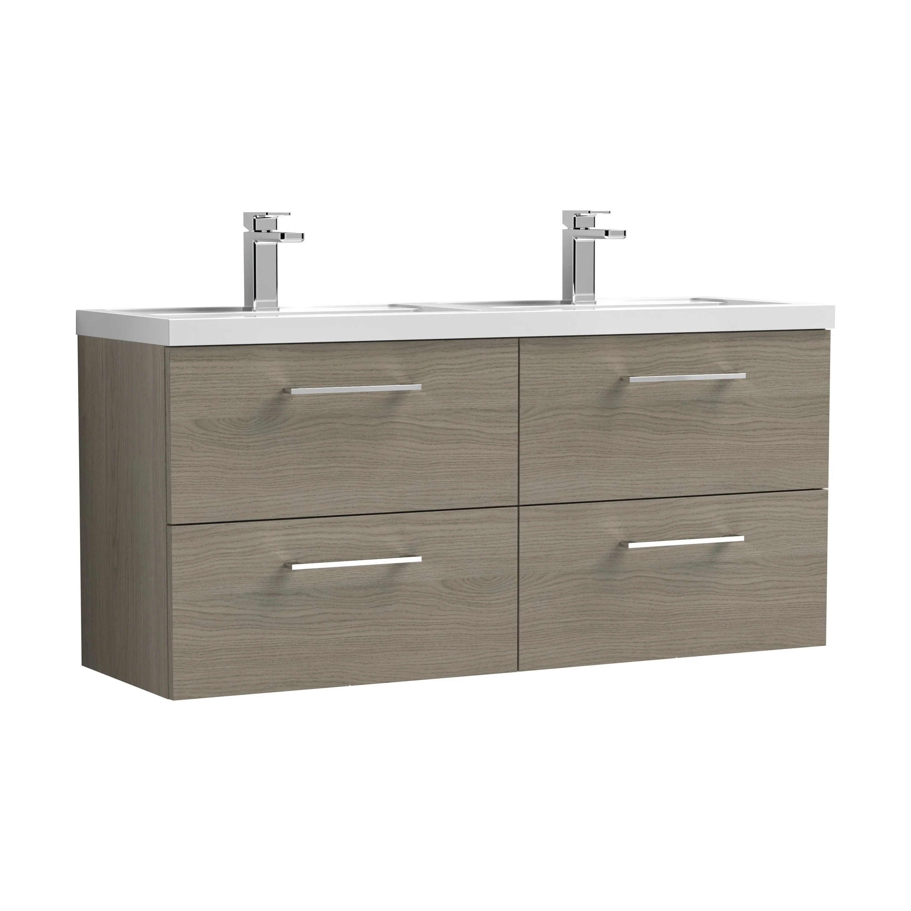 Balterley Level 1200mm Wall Hung 4-Drawer Vanity Unit with Double Basin for Modern Bathroom Storage - Gloss White - Image 17