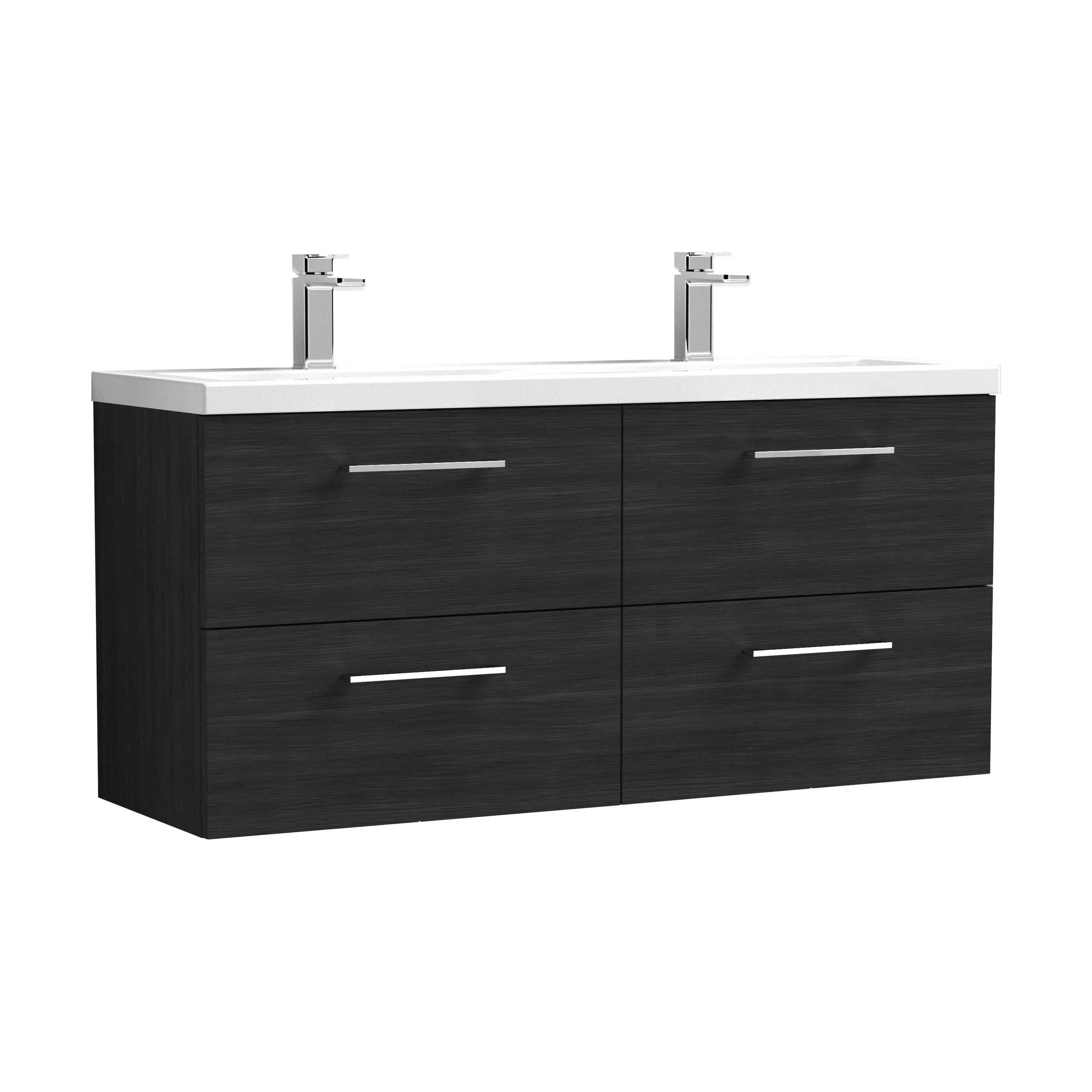 Balterley Level 1200mm Wall Hung 4-Drawer Vanity Unit with Double Basin for Modern Bathroom Storage - Gloss White - Image 26