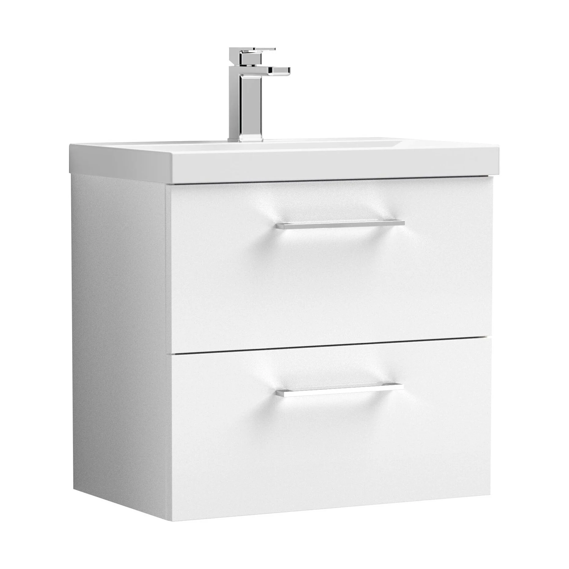Balterley  Contemporary Bathroom 2 Soft Close Drawer & Thin-Edge Vanity Unit Basin, Gloss White, 600mm