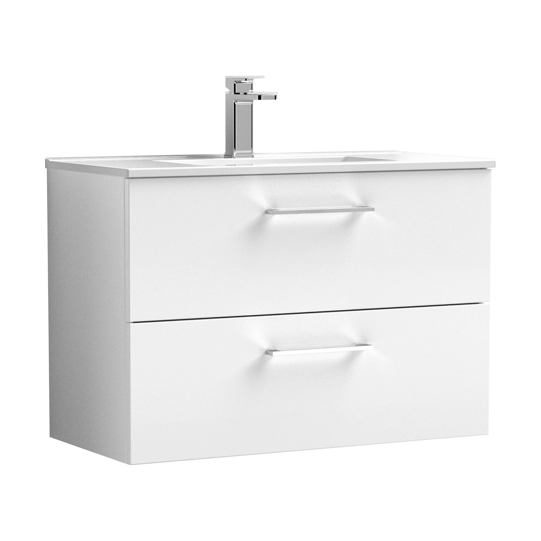 Balterley  Modern Bathroom 2 Soft Close Drawer & Minimalist Wall Hung Vanity Unit Basin, Gloss White, 435mm