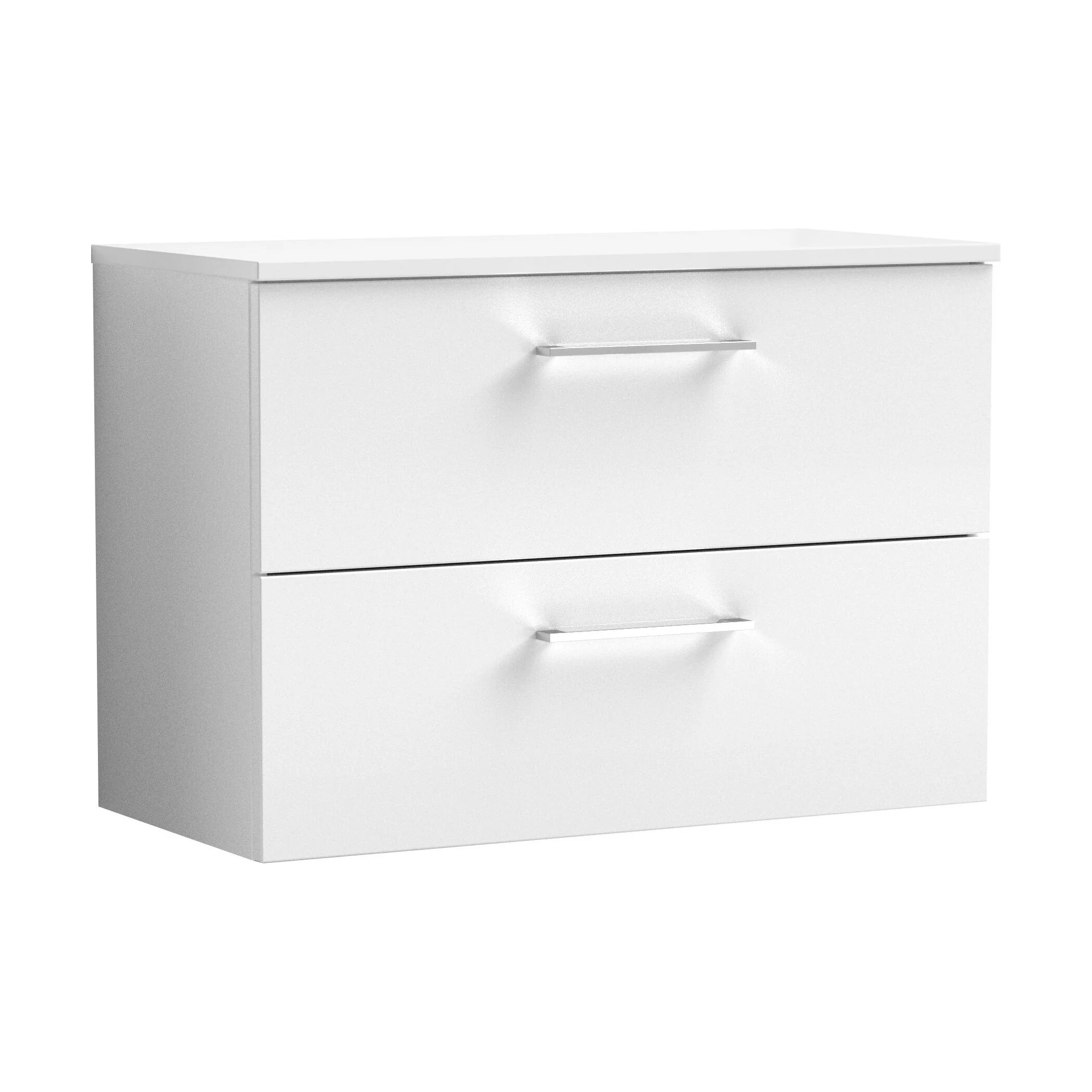 Balterley Level Modern Bathroom 800mm Wall Hung 2 Soft Close Drawer Vanity Unit with Worktop, 539 x 805 x 390mm, Gloss White