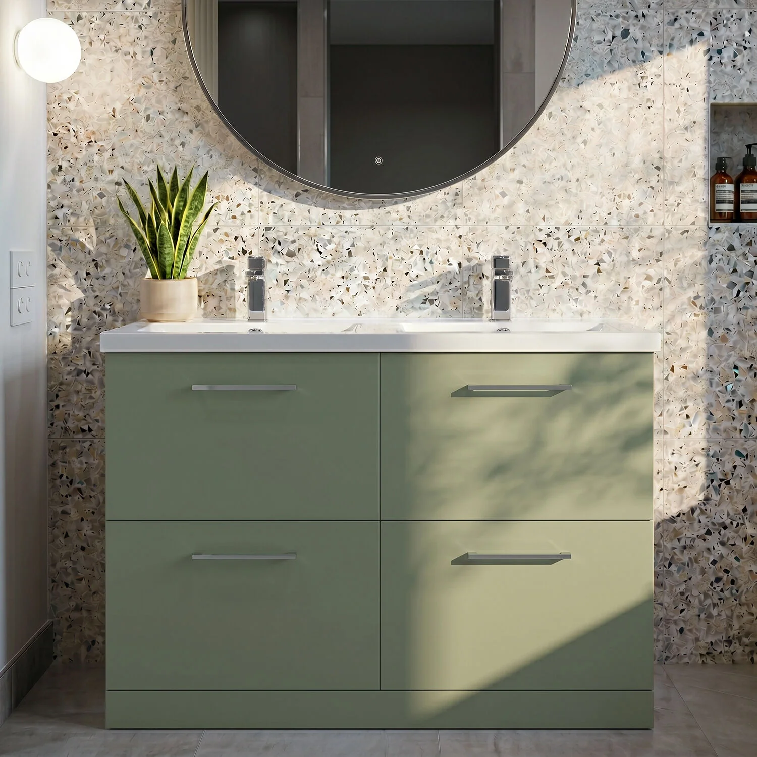 Balterley Level 1200mm Floor Standing 4 Drawer Vanity Unit with Double Basin, Handles & Overflow for Bathroom Storage Gloss White - Image 10