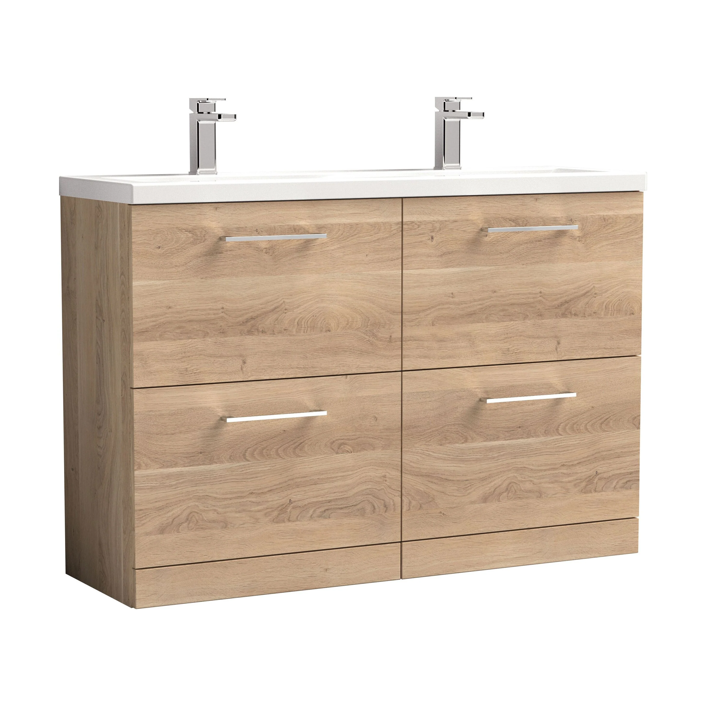 Balterley Level 1200mm Floor Standing 4 Drawer Vanity Unit with Double Basin, Handles & Overflow for Bathroom Storage Gloss White - Image 22