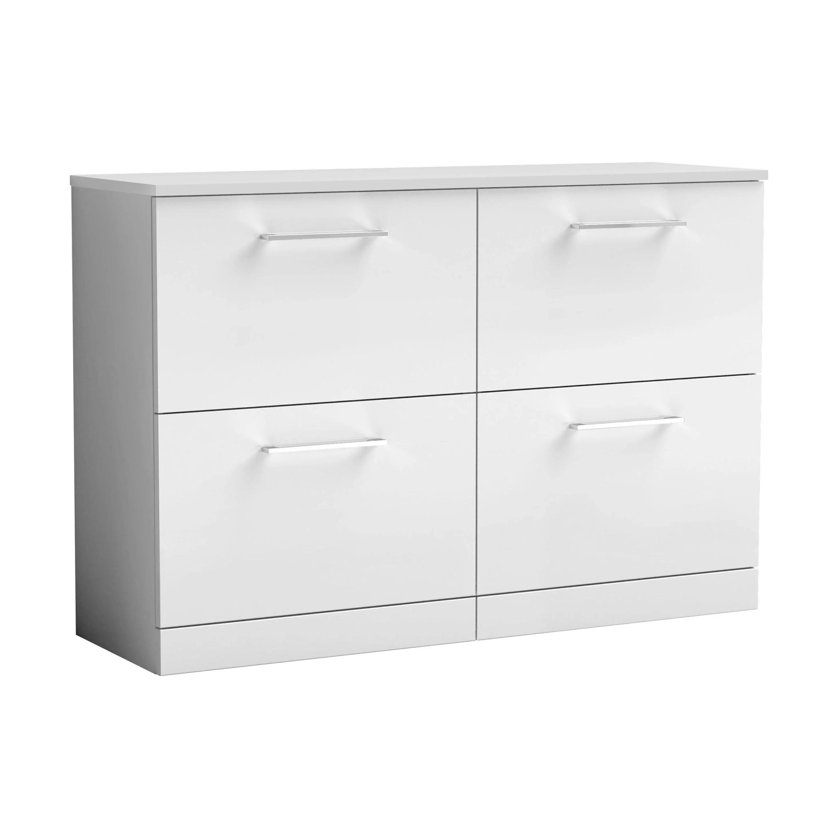 Balterley Level Modern Bathroom 4 Soft Close Drawer Floor Standing Vanity with Worktop, Stylish & Durable, Gloss White, 1205 mm