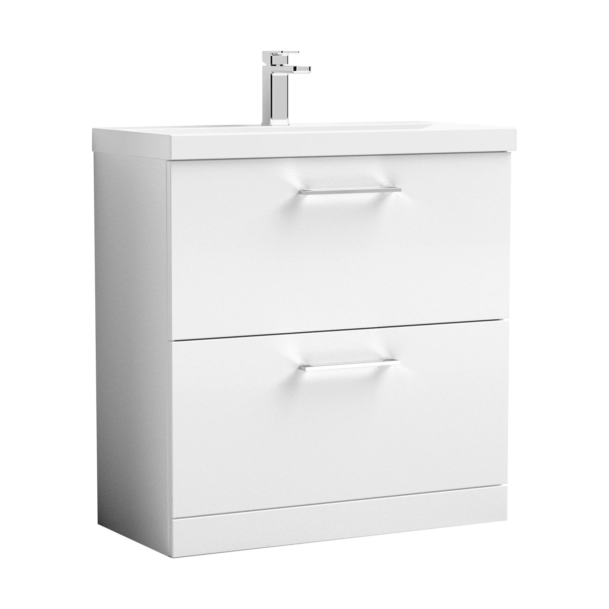 Balterley  Contemporary Bathroom 2 Soft Close Drawer & Thin-Edge Vanity Unit Basin, Gloss White, 800mm
