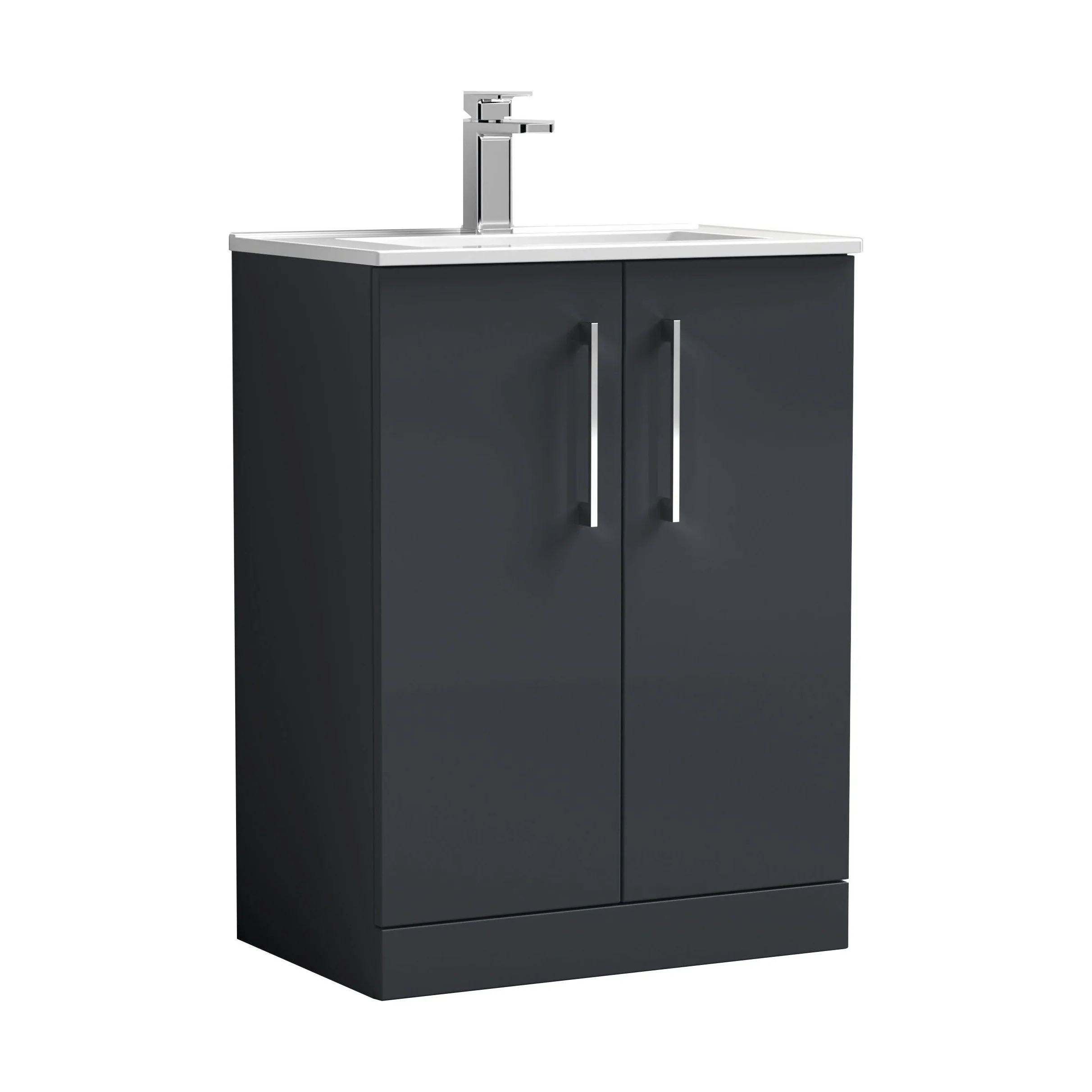 Balterley  Modern Bathroom 2 Soft Close Door & Minimalist Vanity Unit Basin, Dark Grey, 600mm