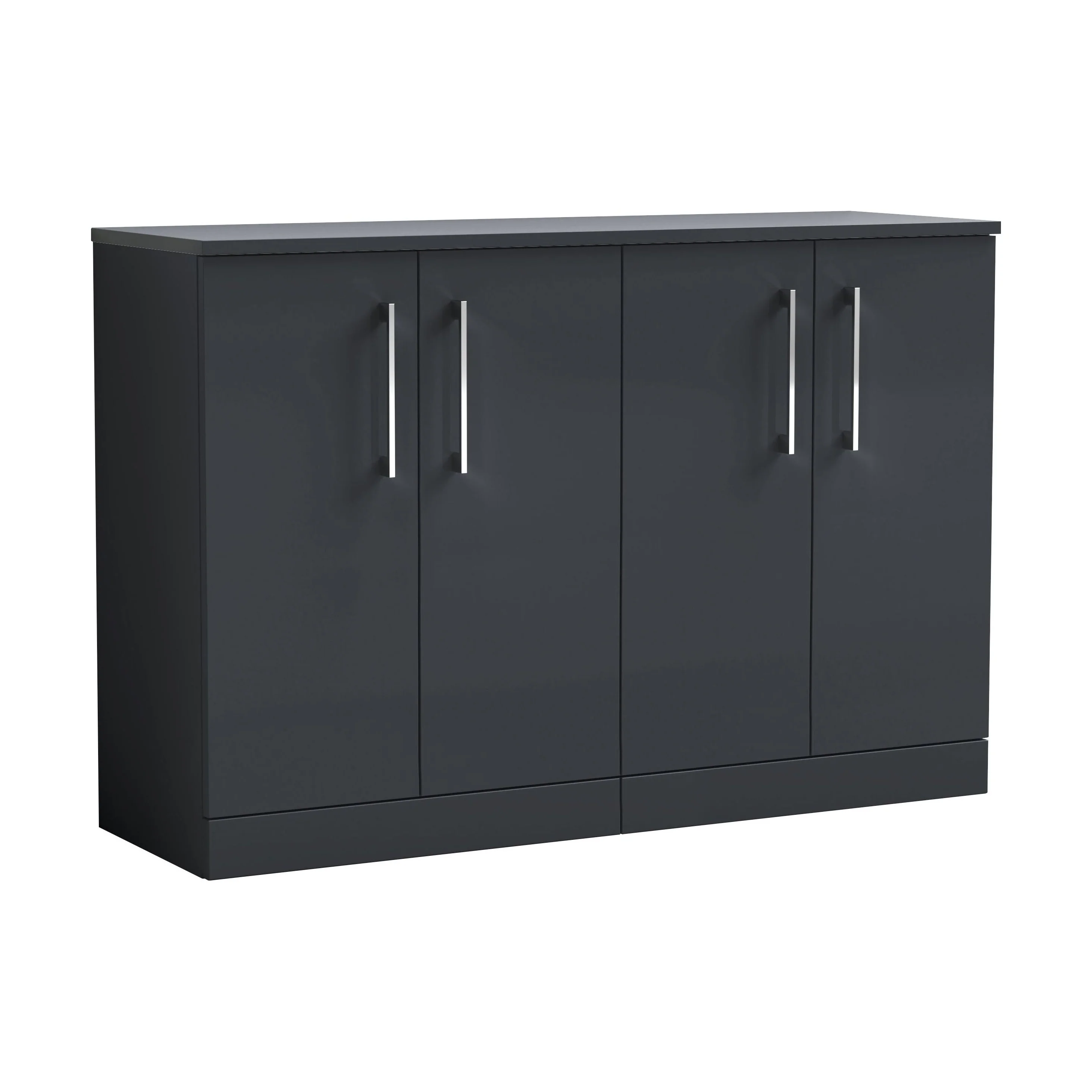 Balterley Level Modern Bathroom 2 Door Floor Standing Vanity Unit with Laminate Worktop & Handles, Dark Grey, 1200 mm