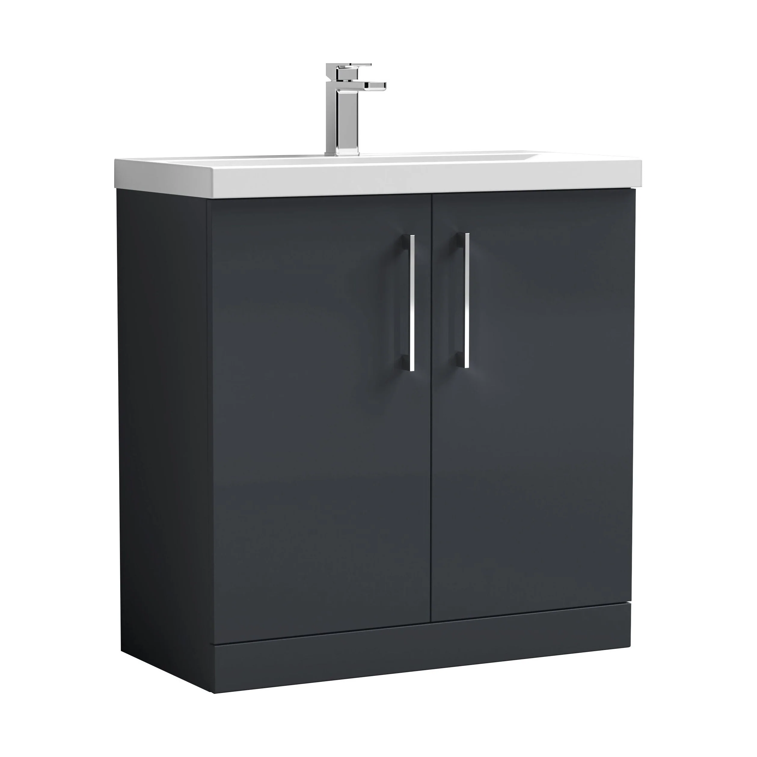 Balterley  Contemporary Bathroom 2 Soft Close Door & Thin-Edge Vanity Unit Basin, Dark Grey, 800mm