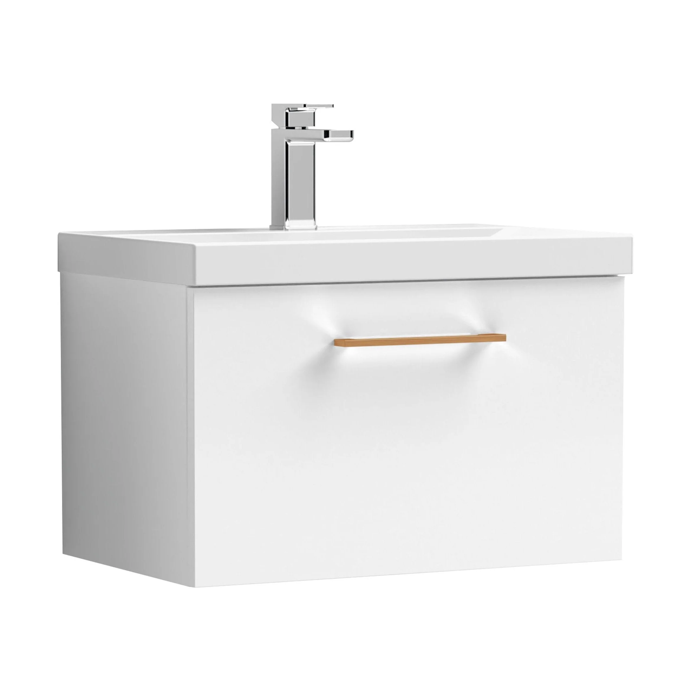 Bramshall Wall Hung 1 Drawer Vanity Unit with Mid-Edge Ceramic Basin 600mm - Image 101