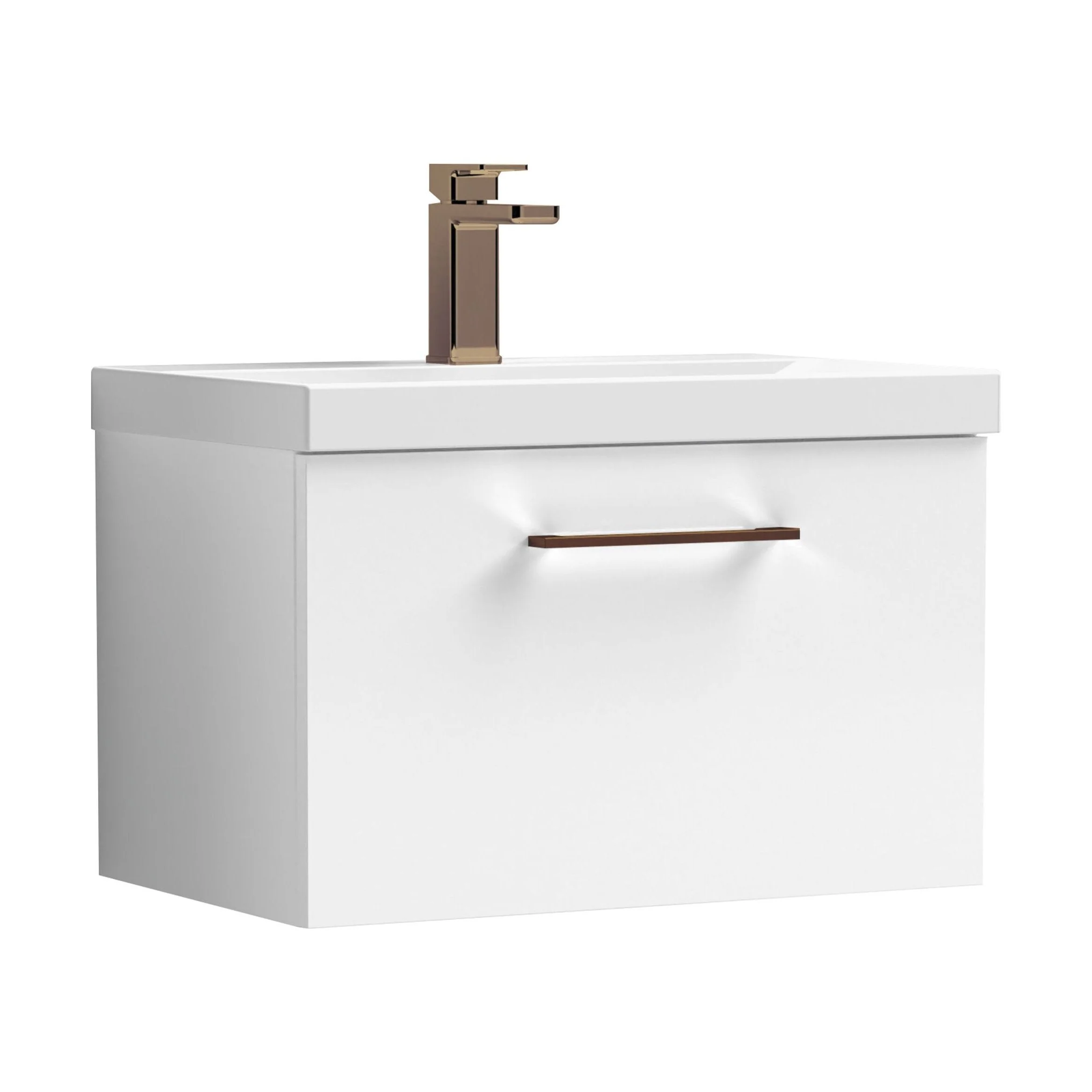 Bramshall Wall Hung 1 Drawer Vanity Unit with Mid-Edge Ceramic Basin 600mm - Image 102