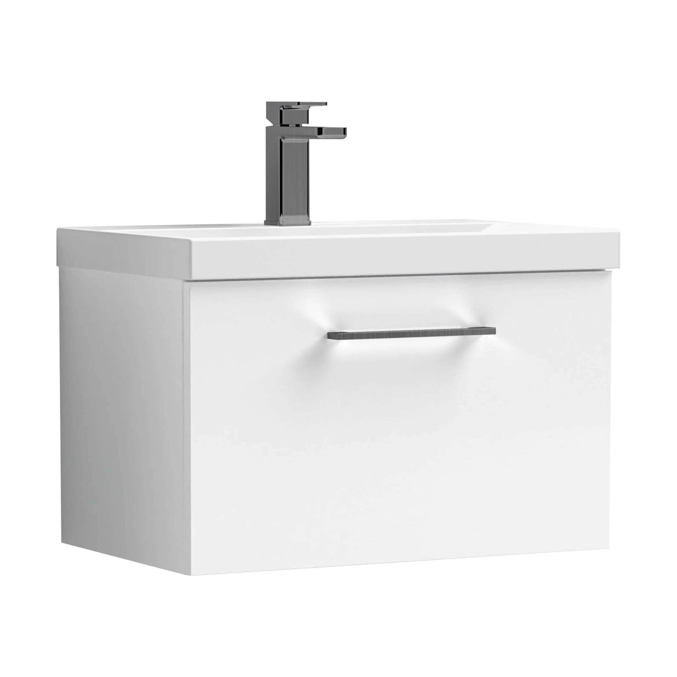 Bramshall Wall Hung 1 Drawer Vanity Unit with Mid-Edge Ceramic Basin 600mm - Image 103
