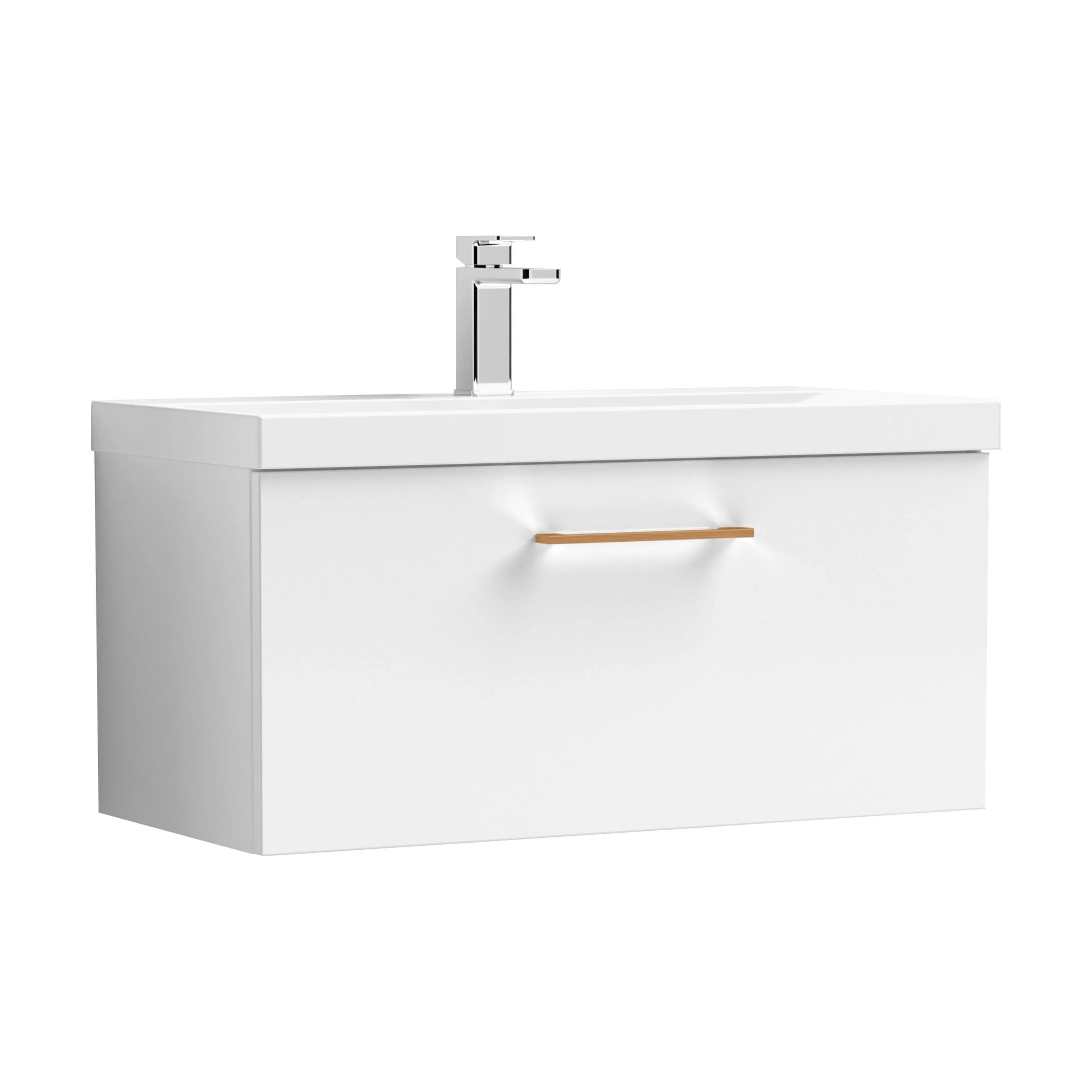 Bramshall Wall Hung 1 Drawer Vanity Unit with Mid-Edge Ceramic Basin 600mm - Image 107