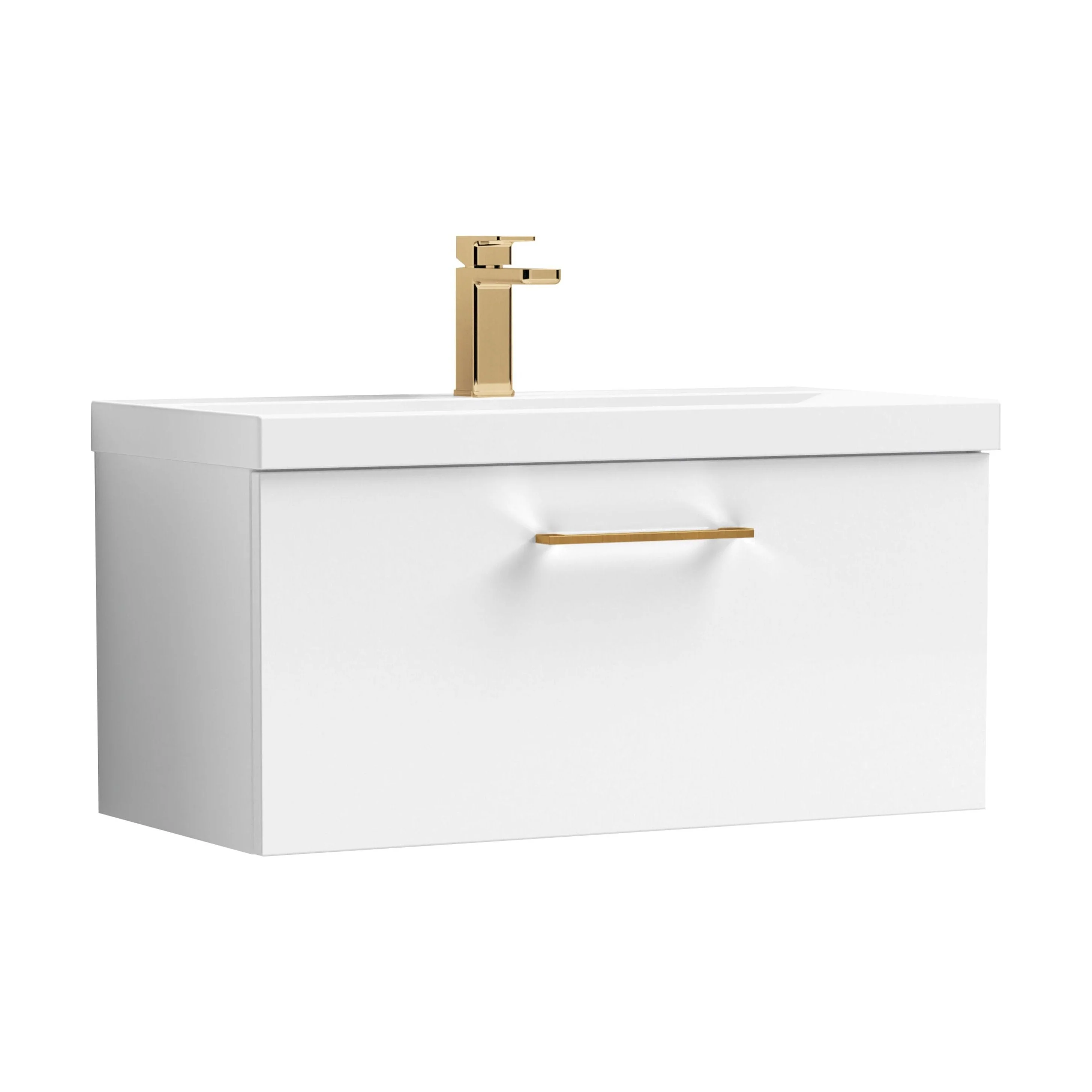 Bramshall Wall Hung 1 Drawer Vanity Unit with Mid-Edge Ceramic Basin 600mm - Image 108