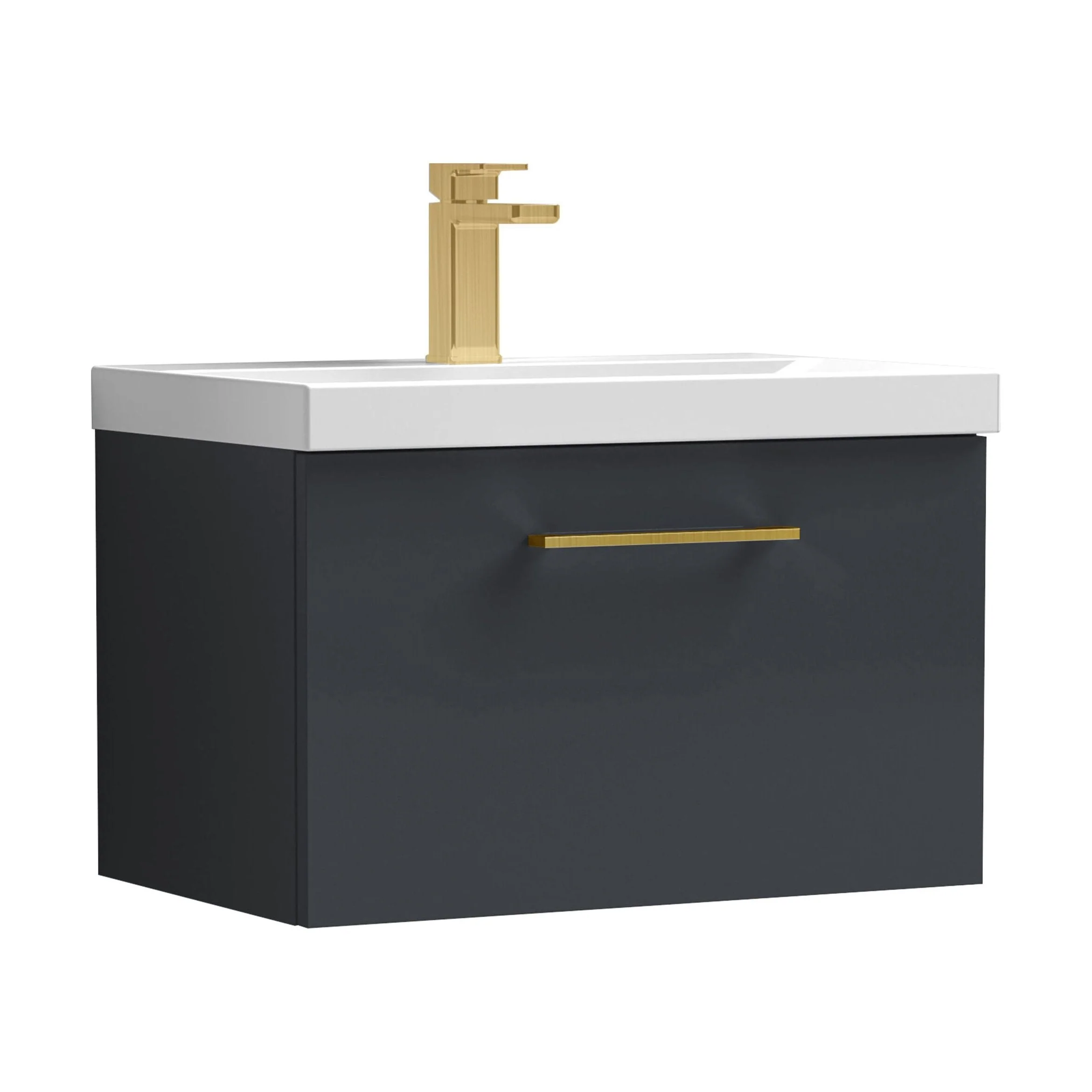 Bramshall Wall Hung 1 Drawer Vanity Unit with Mid-Edge Ceramic Basin 600mm - Image 111