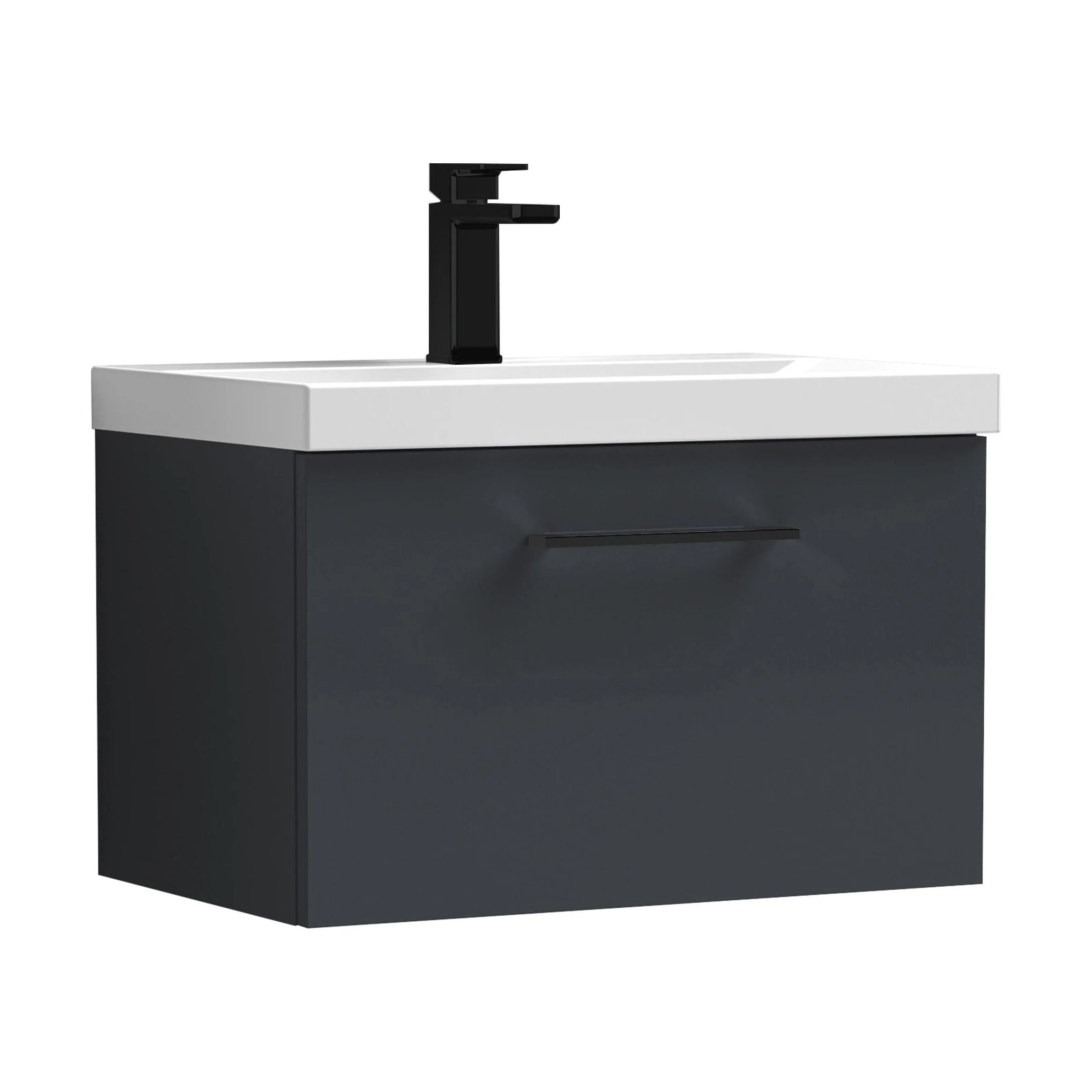 Bramshall Wall Hung 1 Drawer Vanity Unit with Mid-Edge Ceramic Basin 600mm - Image 112