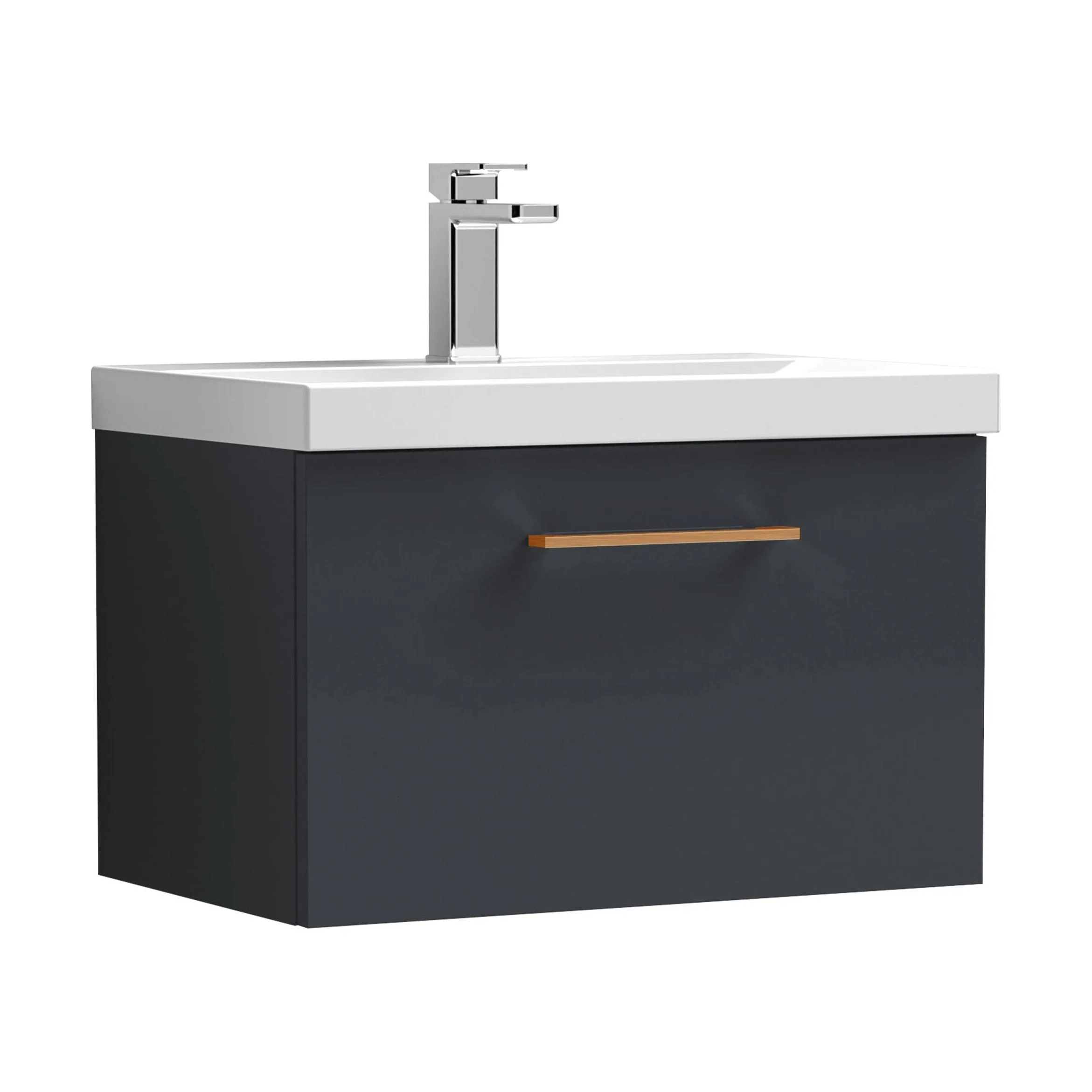 Bramshall Wall Hung 1 Drawer Vanity Unit with Mid-Edge Ceramic Basin 600mm - Image 113